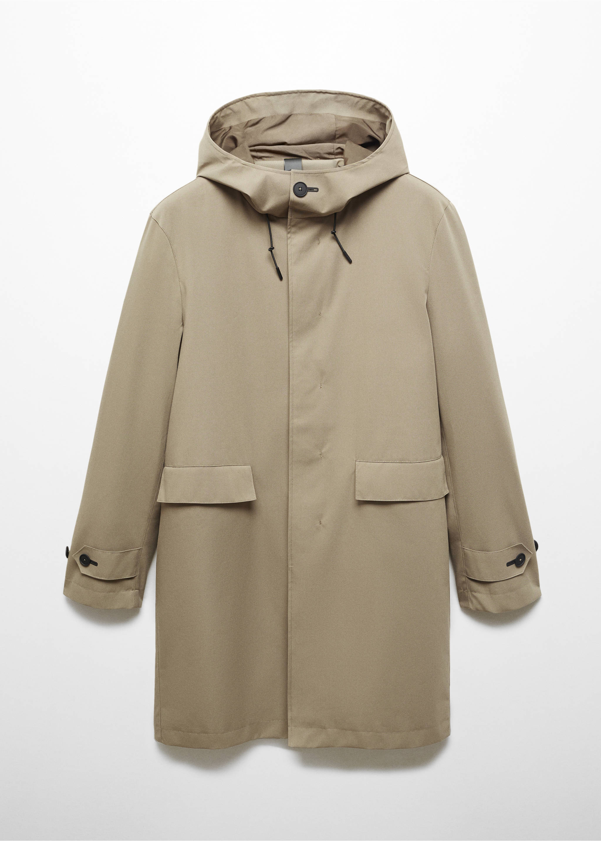 Water-repellent hooded parka - Article without model, Khaki. Ref: 67064439-00.