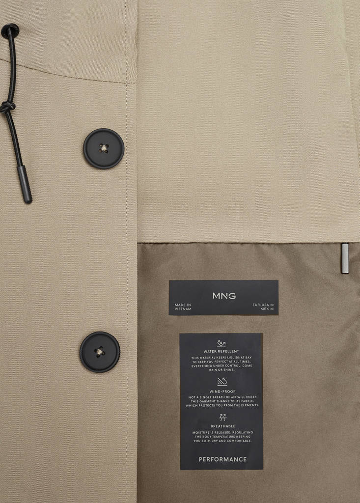 Water-repellent hooded parka — Khaki