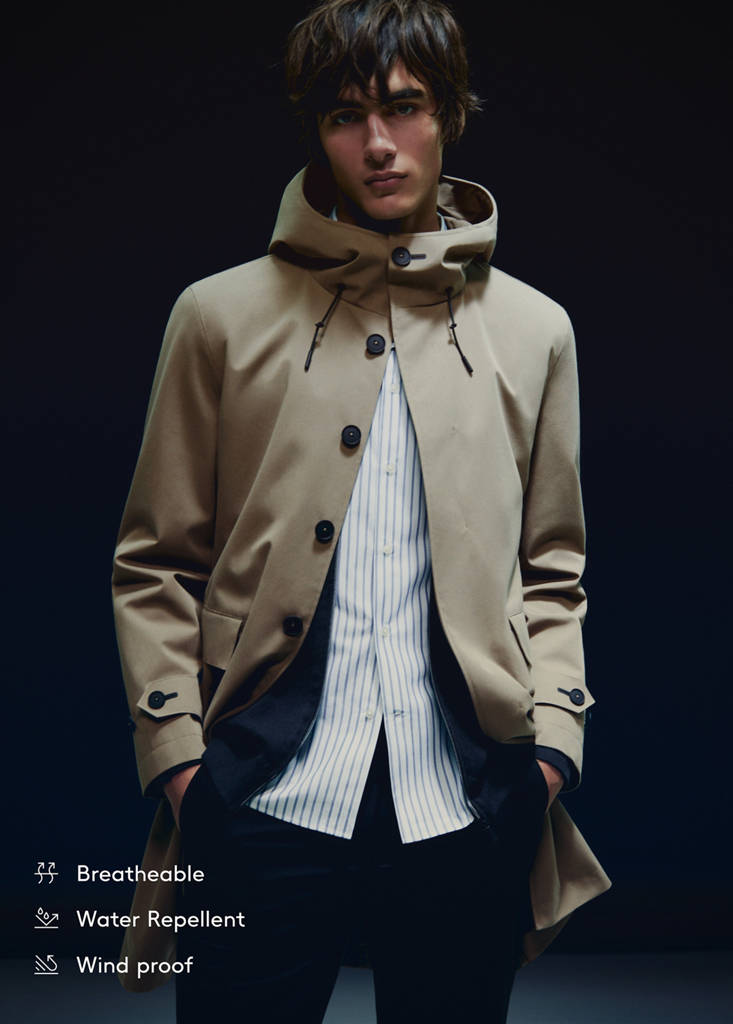 Water-repellent hooded parka — Khaki