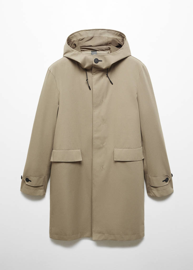Water-repellent hooded parka — Khaki