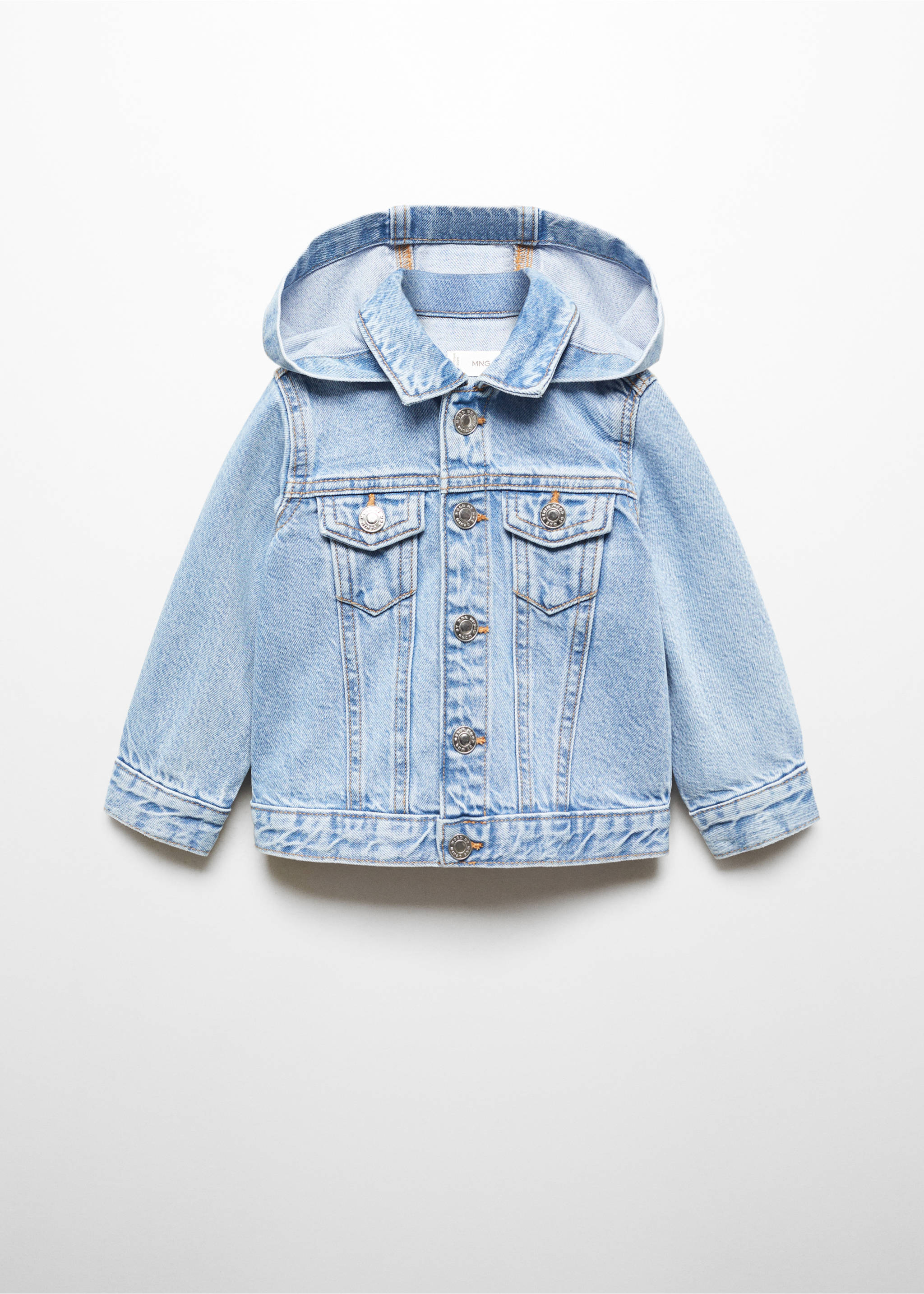 Hooded denim jacket - Article without model, Light Blue. Ref: 67064448-00.