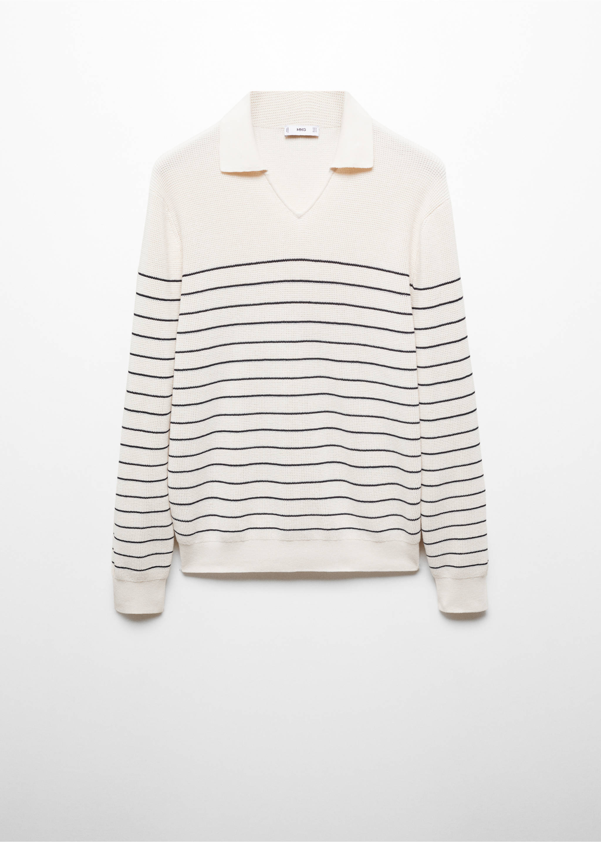 Jersey estilo polo rayas - Artículo sin modelo, Blanco roto. Ref: 67064449-00.