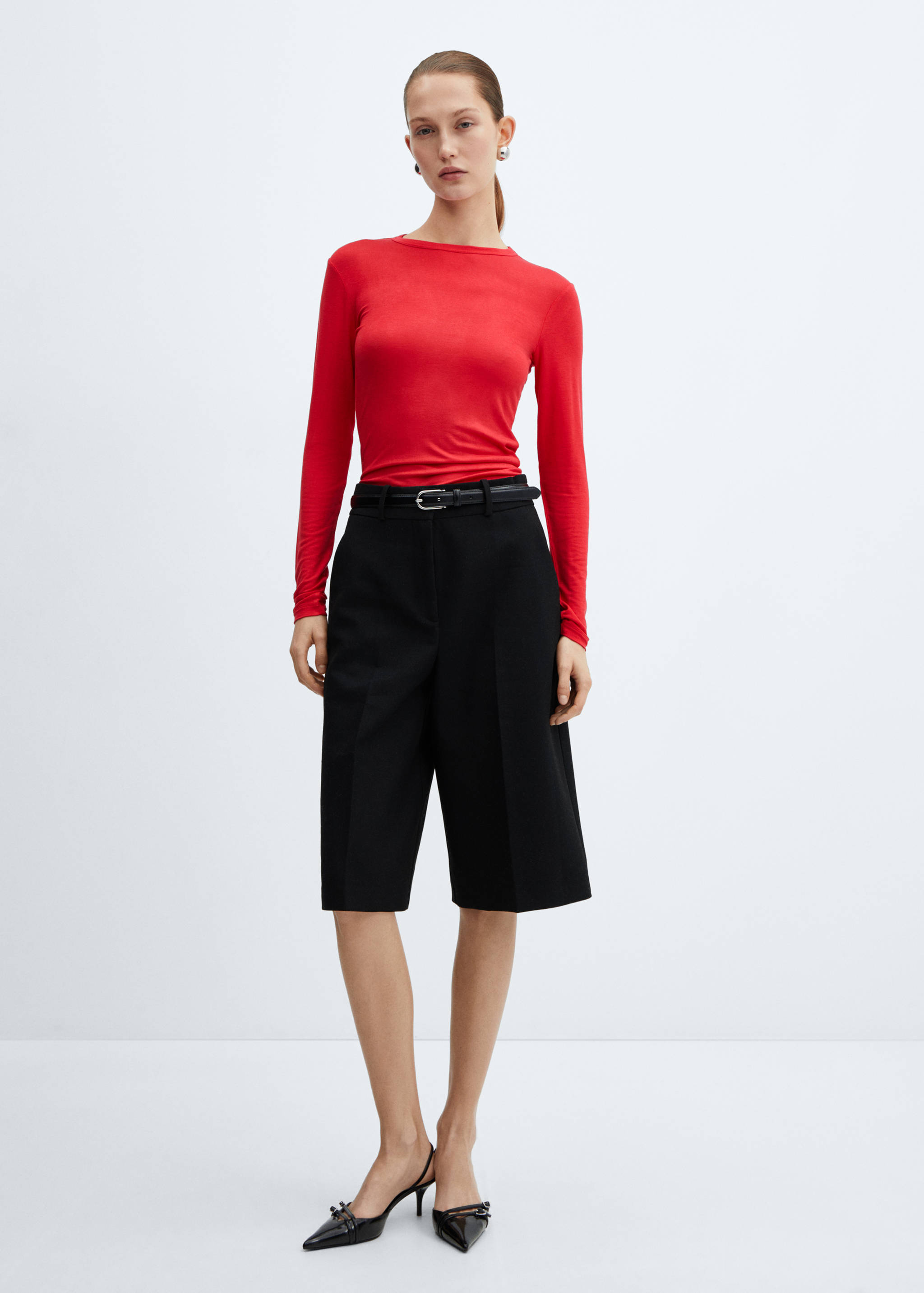 Langarm-T-Shirt mit Rundhals - Allgemeine Ansicht