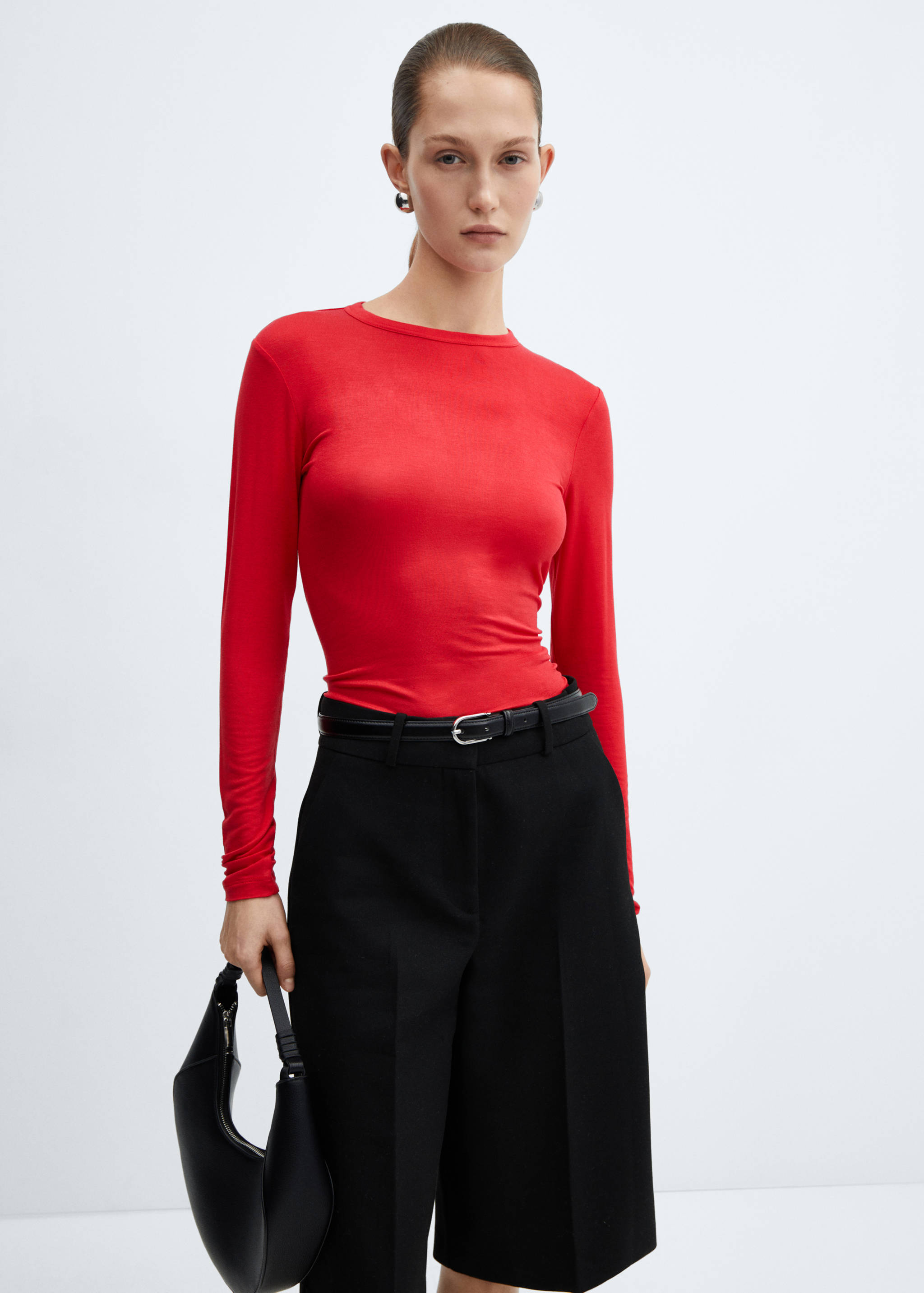 Langarm-T-Shirt mit Rundhals - Mittlere Ansicht