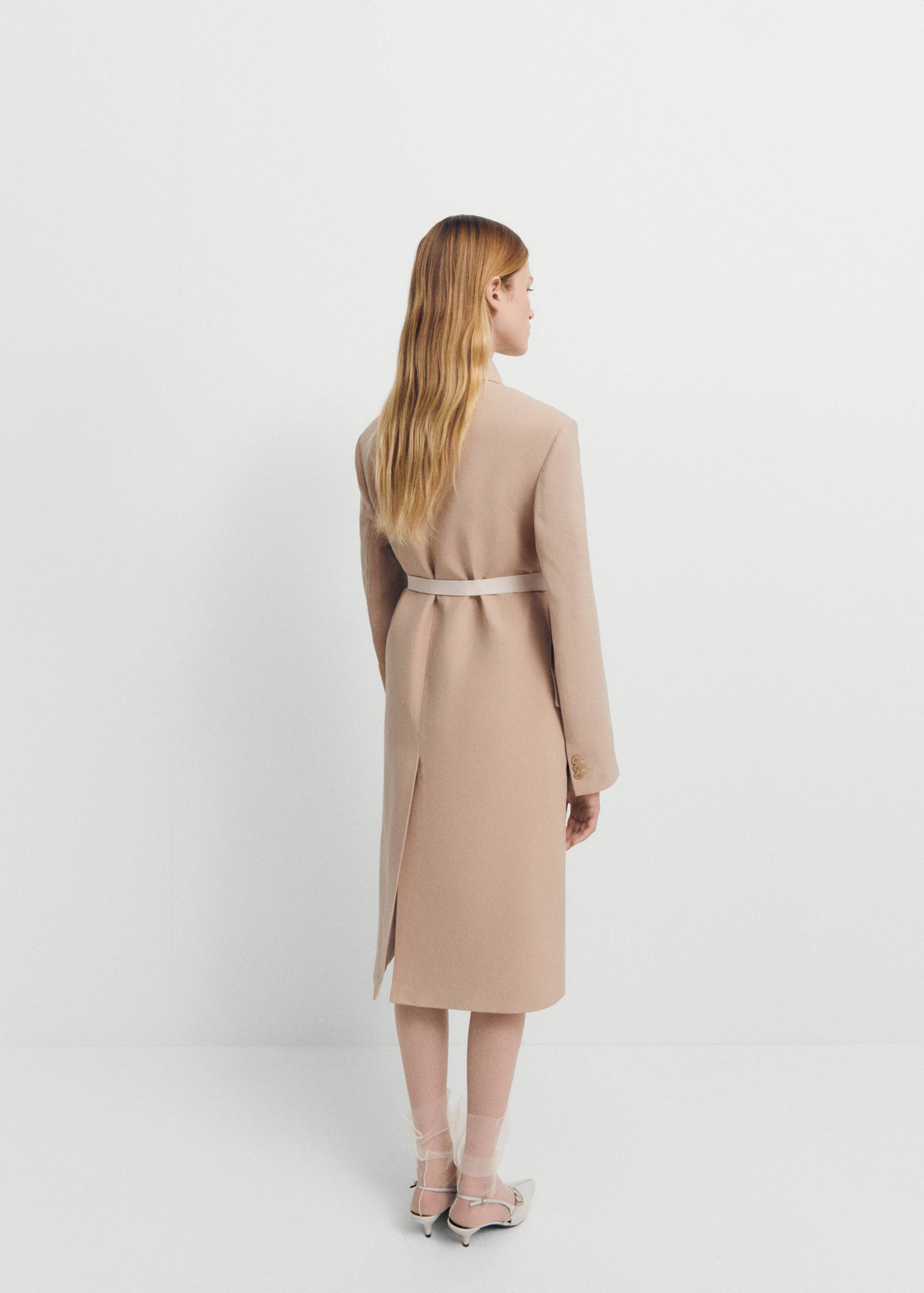Structured double fabric coat with belt - Reverse of the article