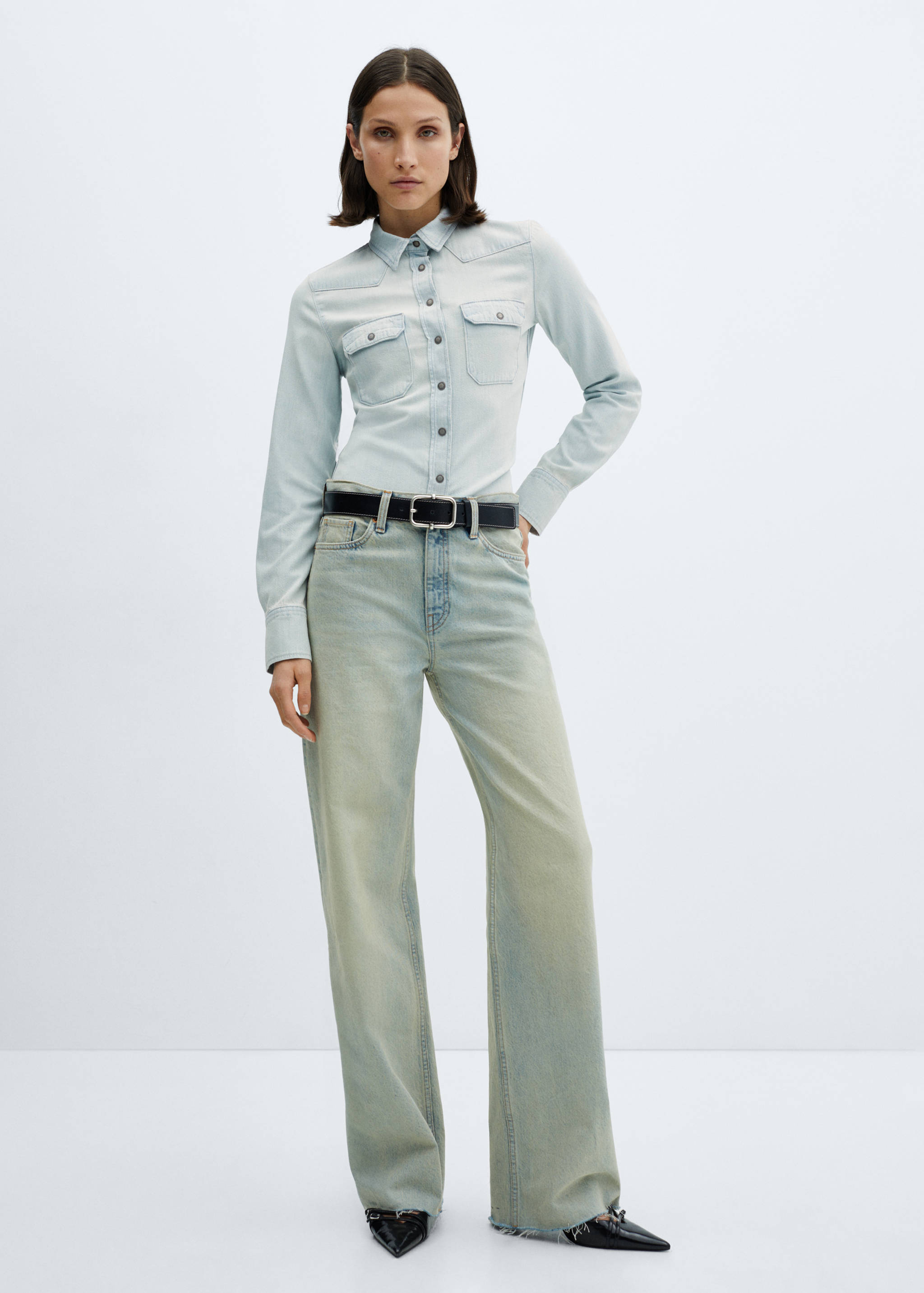 Chest-pocket denim shirt - General plane