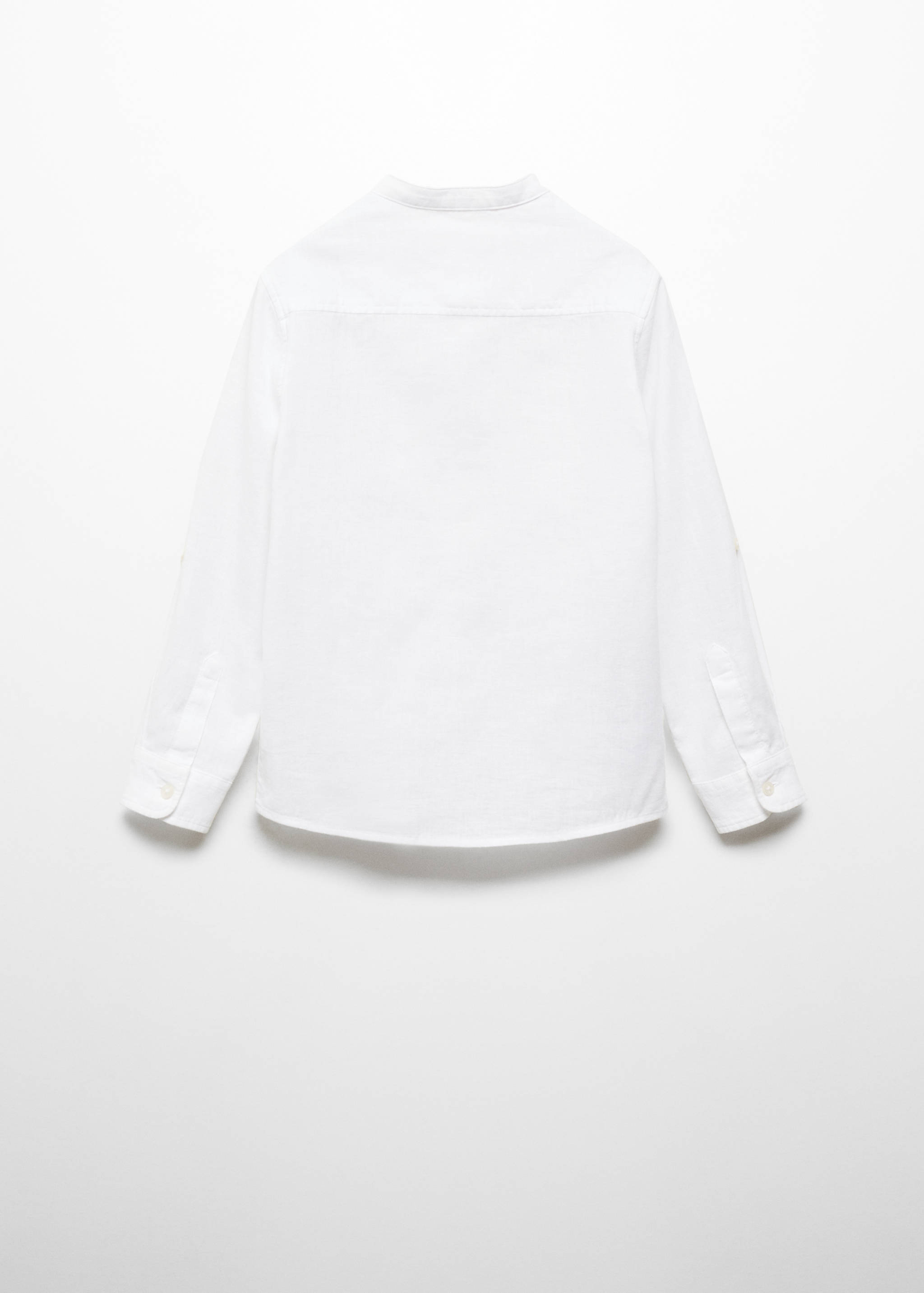 Camisa de linho regular fit com gola de mandarim - Verso do artigo