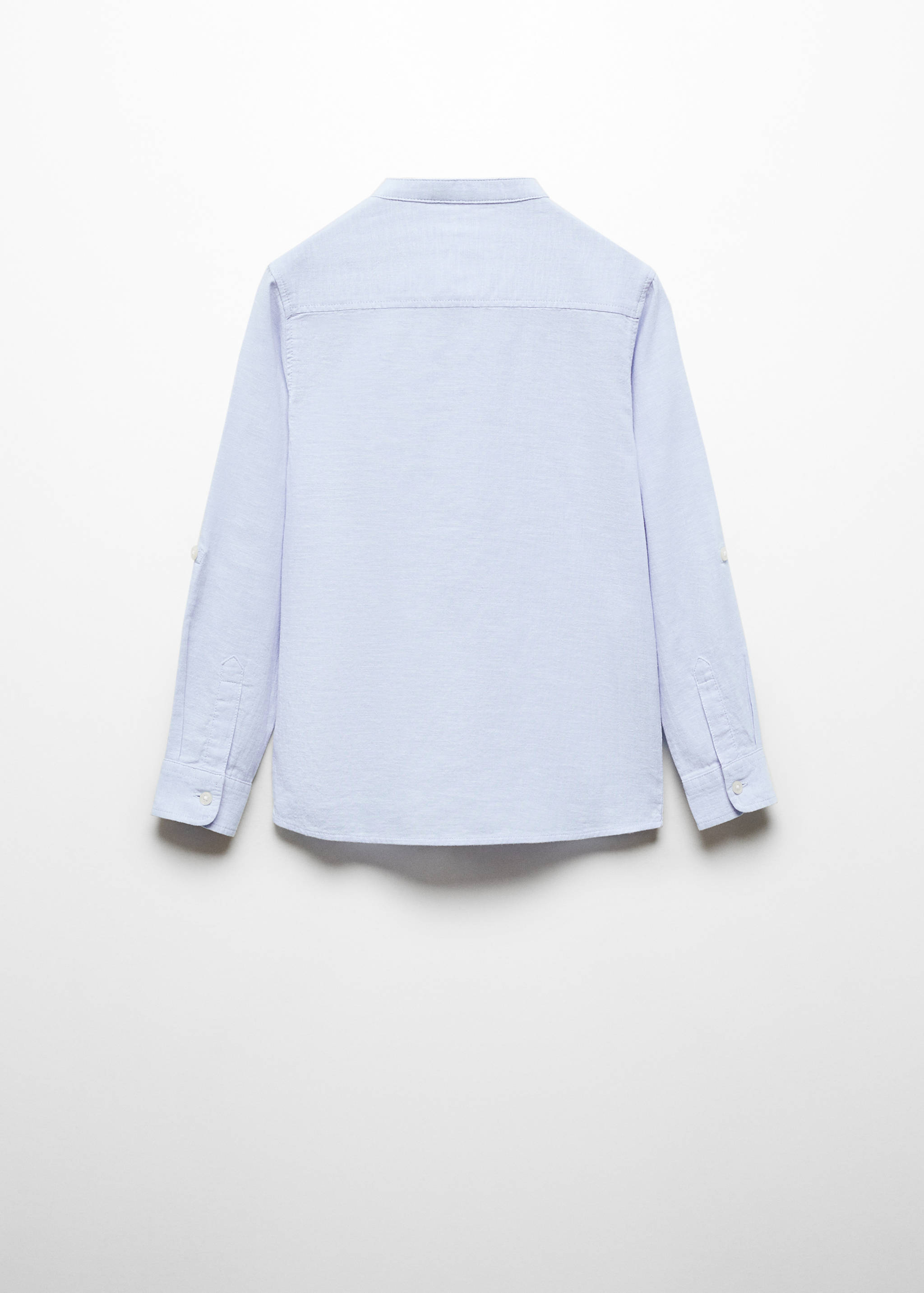 Camisa de linho regular fit com gola de mandarim - Verso do artigo