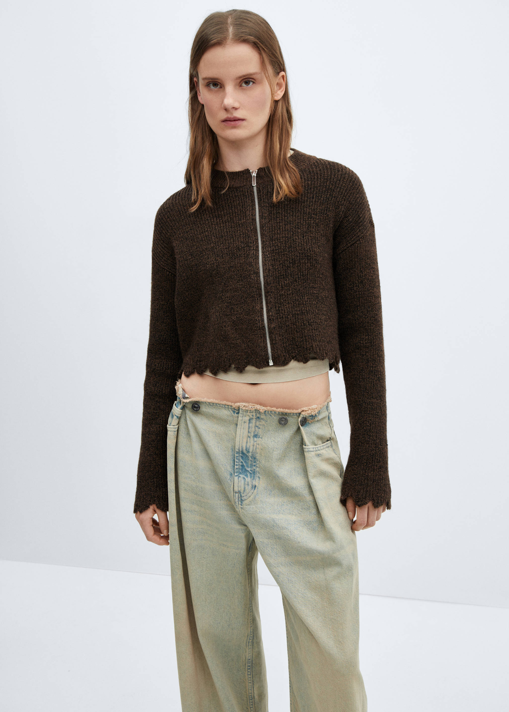 Zipped knit cardigan - Medium plane