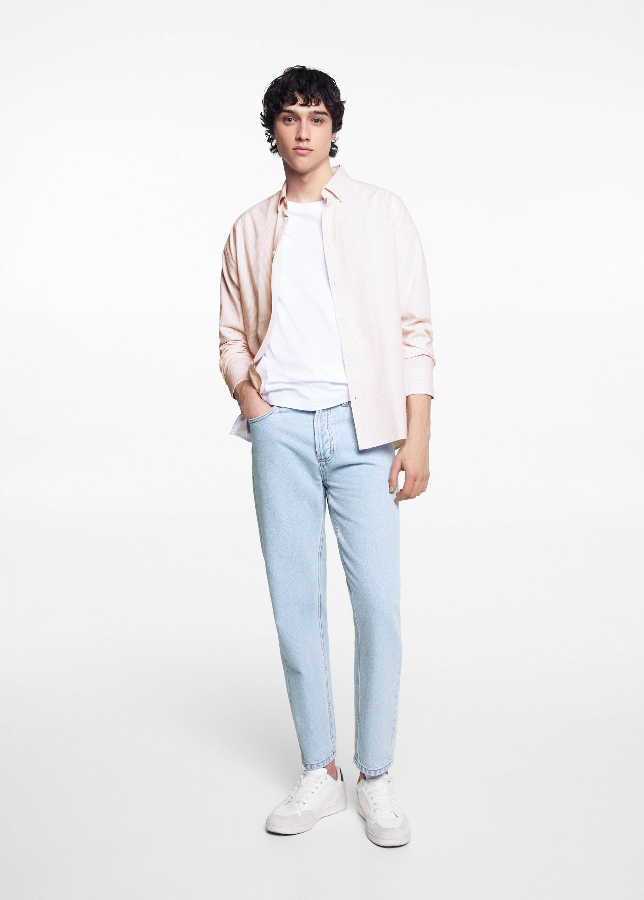 قميص أكسفورد مخطط للجنسين - رؤية عامة