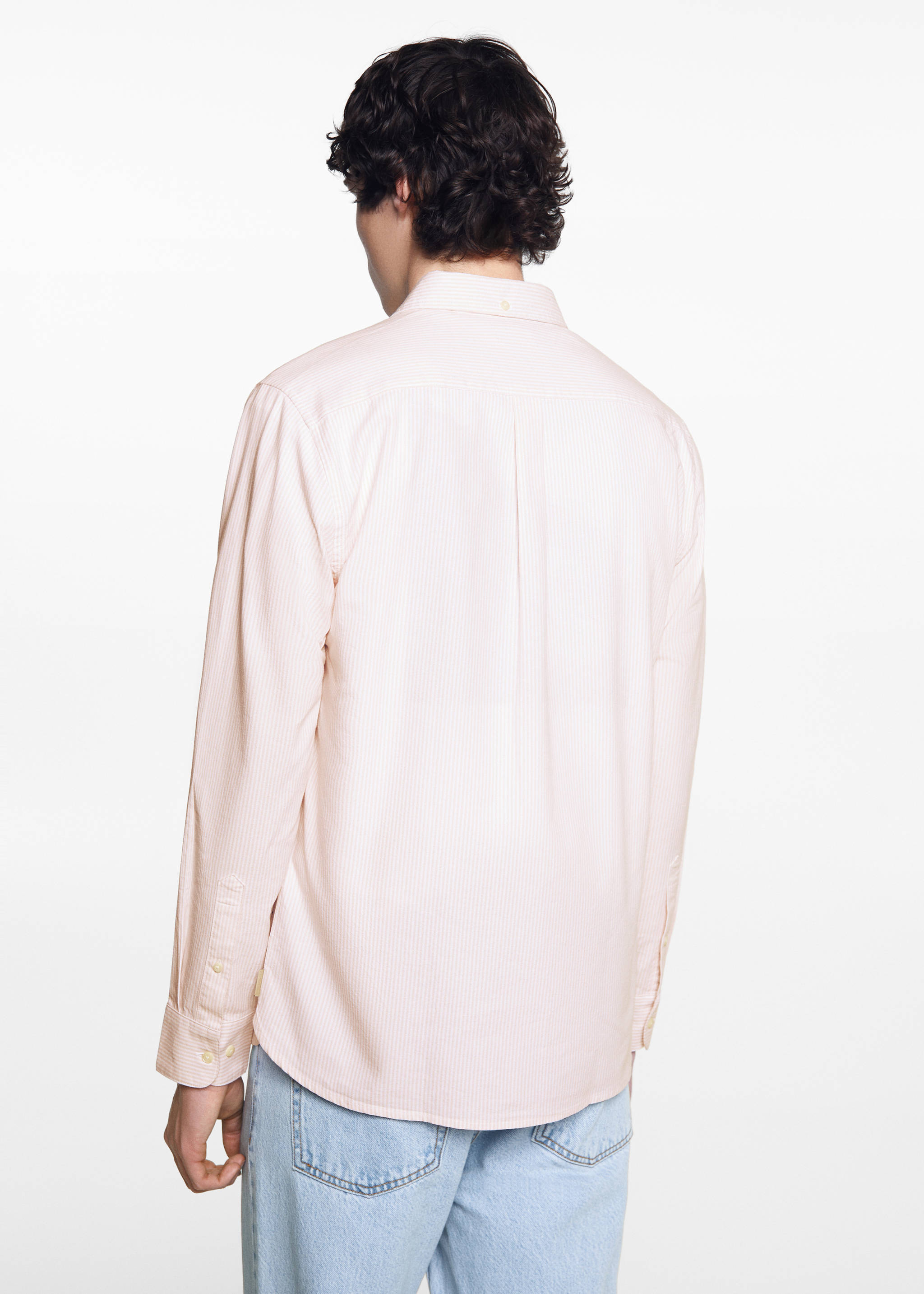 قميص أكسفورد مخطط للجنسين - الجهة الخلفية للمنتج