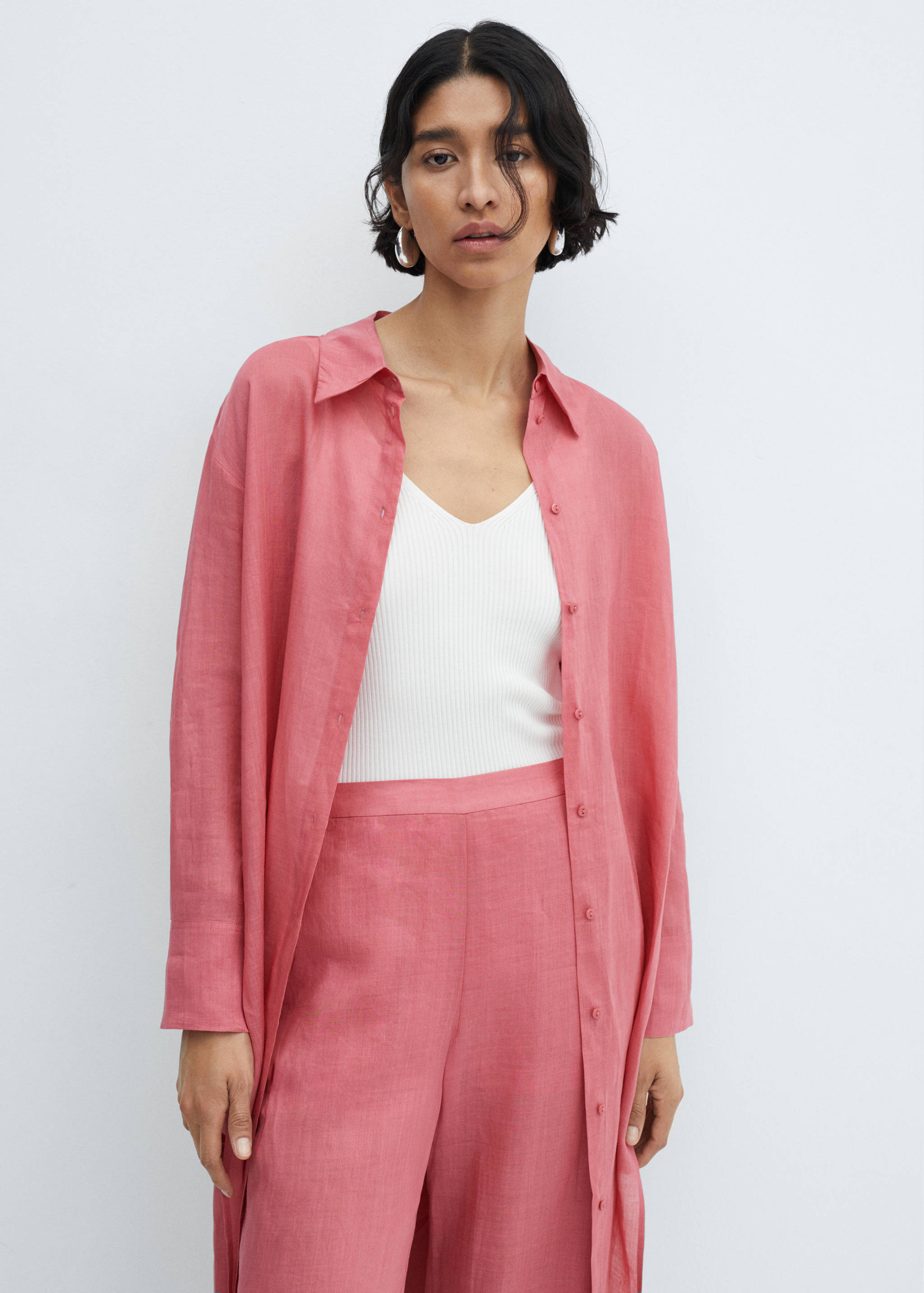 بنطلون بخصر عالي وأرجل واسعة - تفاصيل المنتج 1