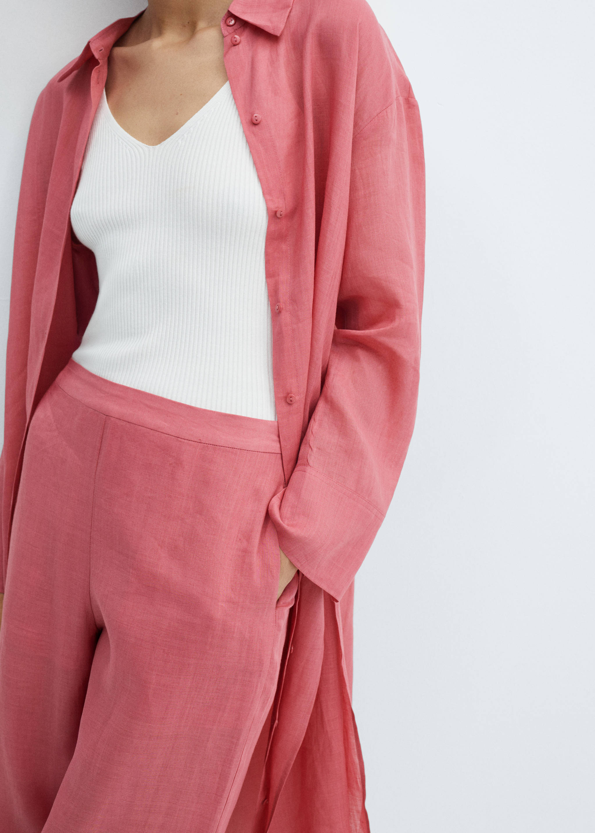 بنطلون بخصر عالي وأرجل واسعة - تفاصيل المنتج 6