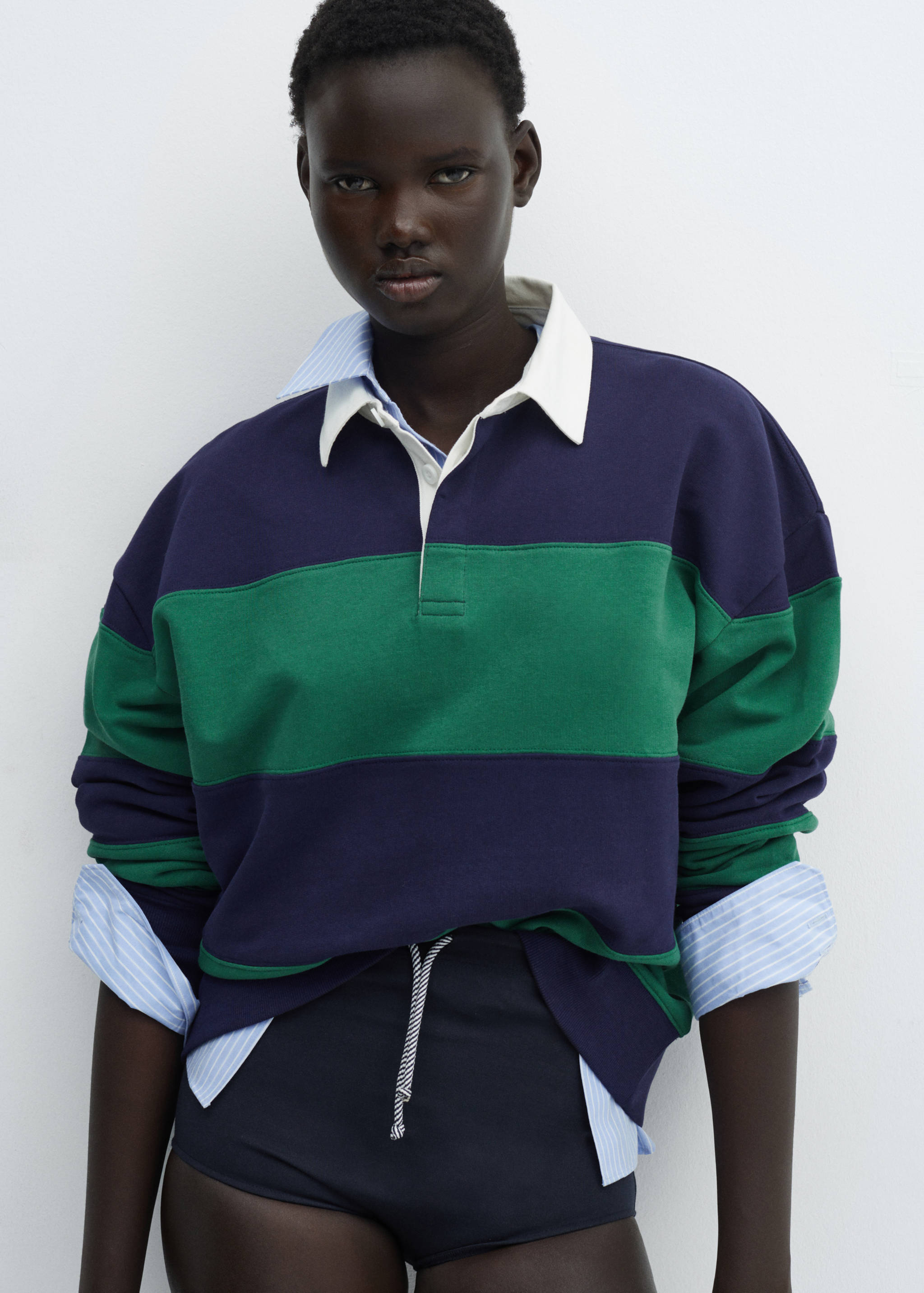 Striped cotton polo shirt - Medium plane