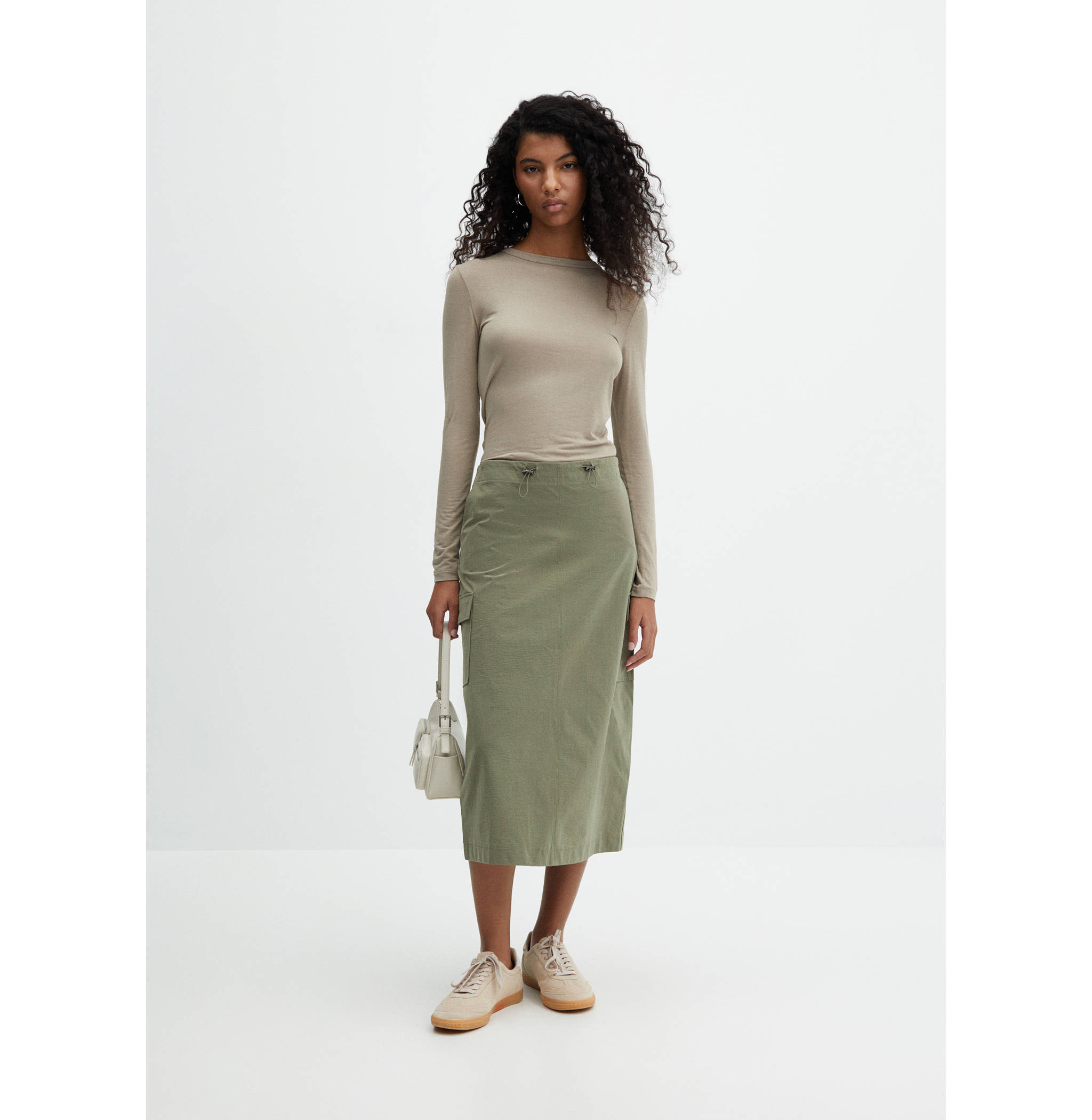 Midi-skirt with cargo pockets - General plane