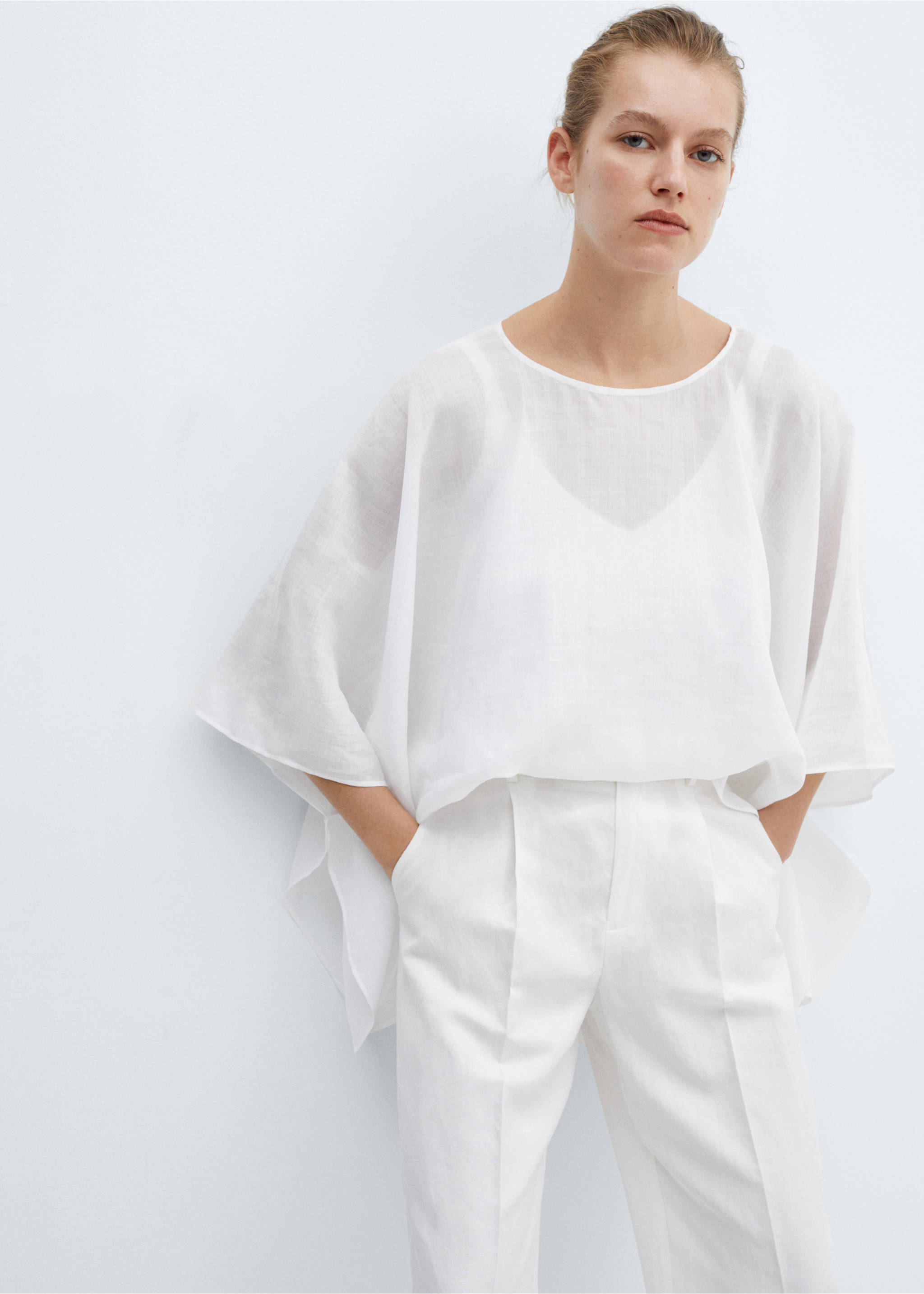 100% ramie cape - Medium plane, White. Ref: 67065752-00.