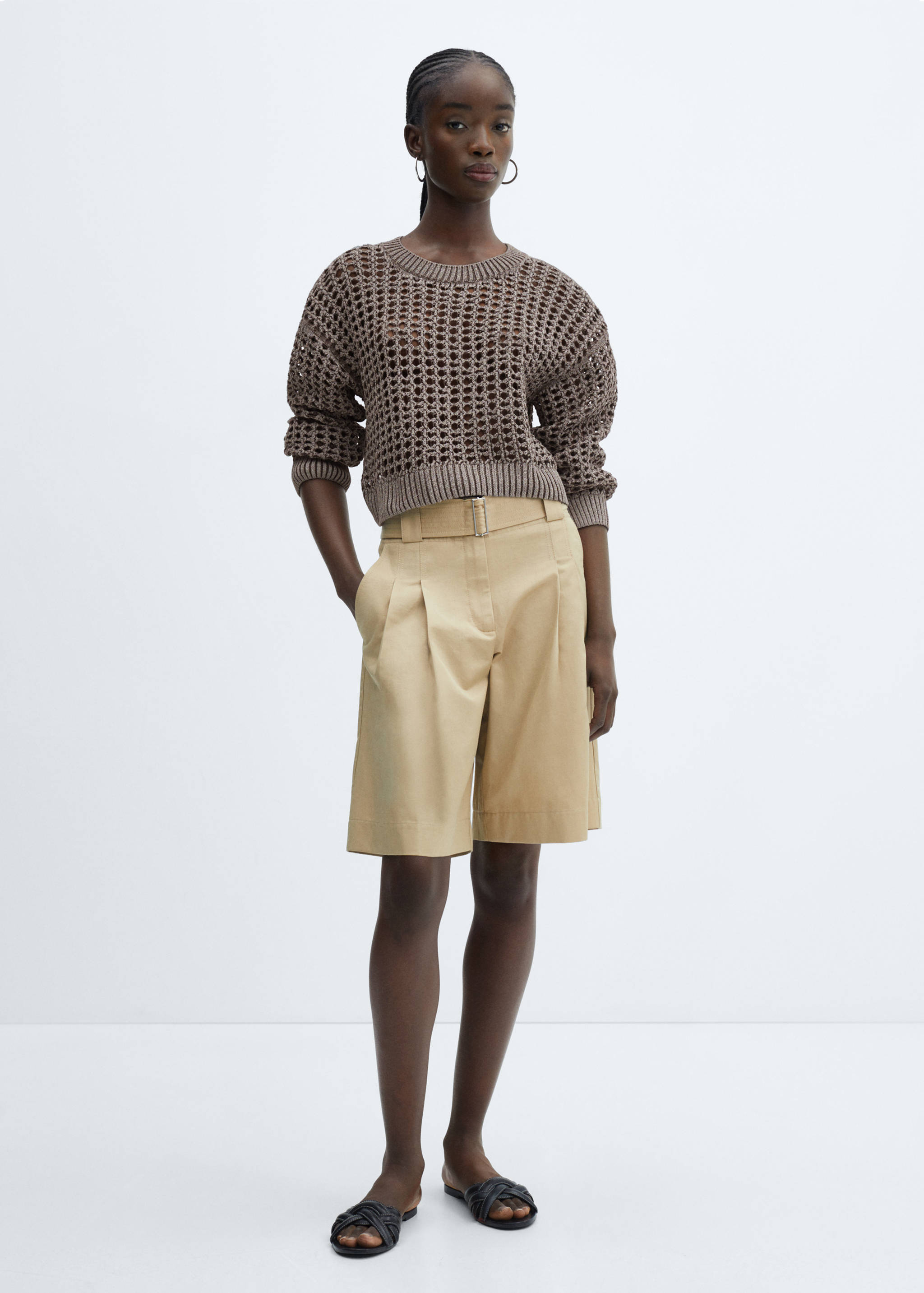 Round-neck openwork sweater - General plane