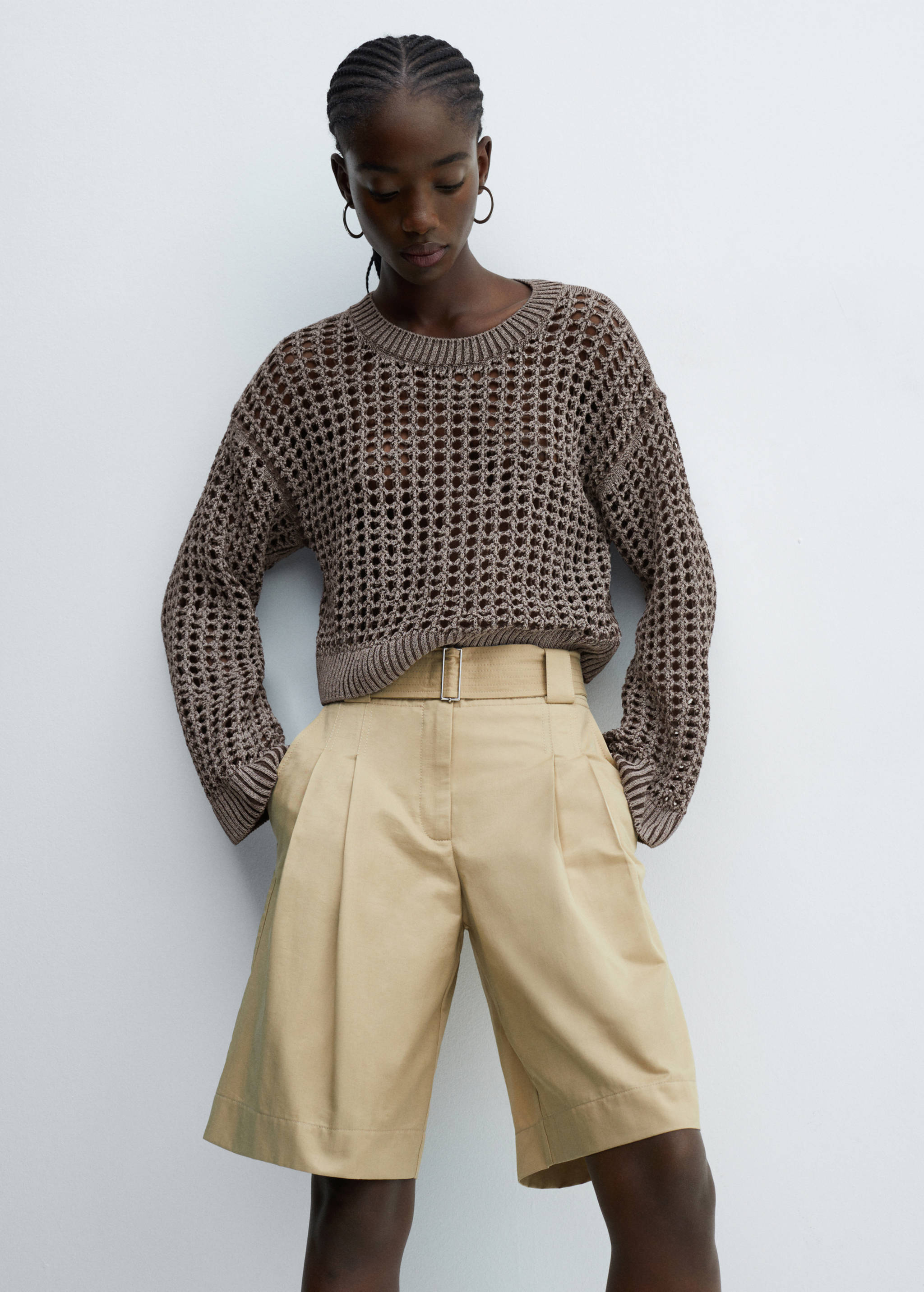 Round-neck openwork sweater - Medium plane