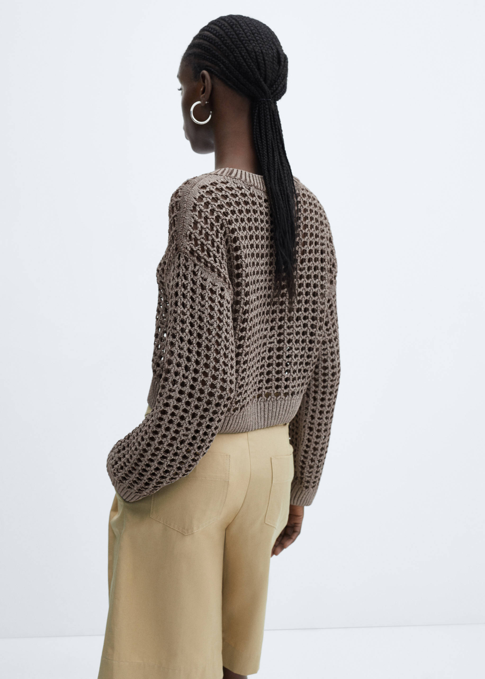 Round-neck openwork sweater - Reverse of the article