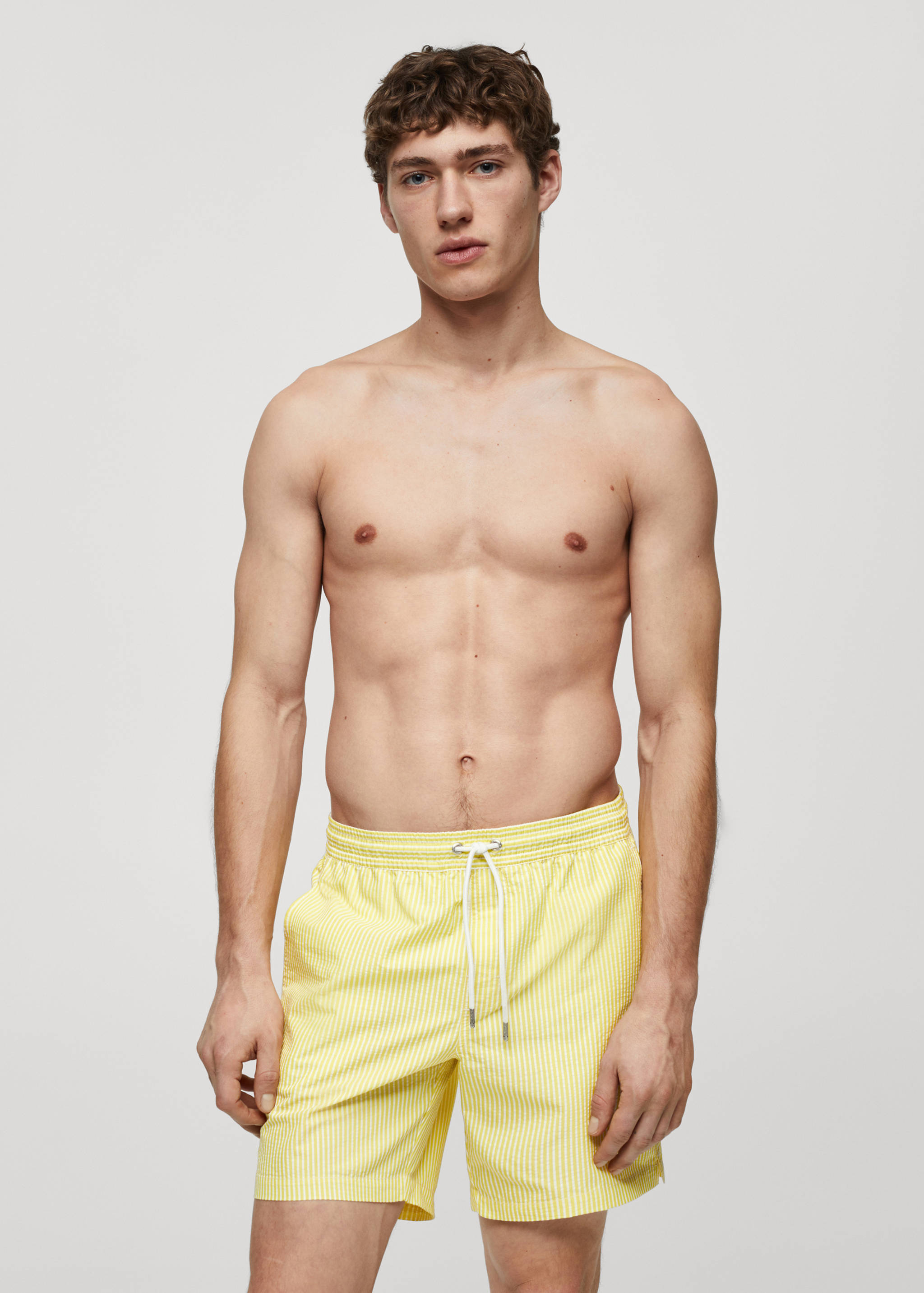 Maillot de bain cordon rayures seersucker - Plan moyen