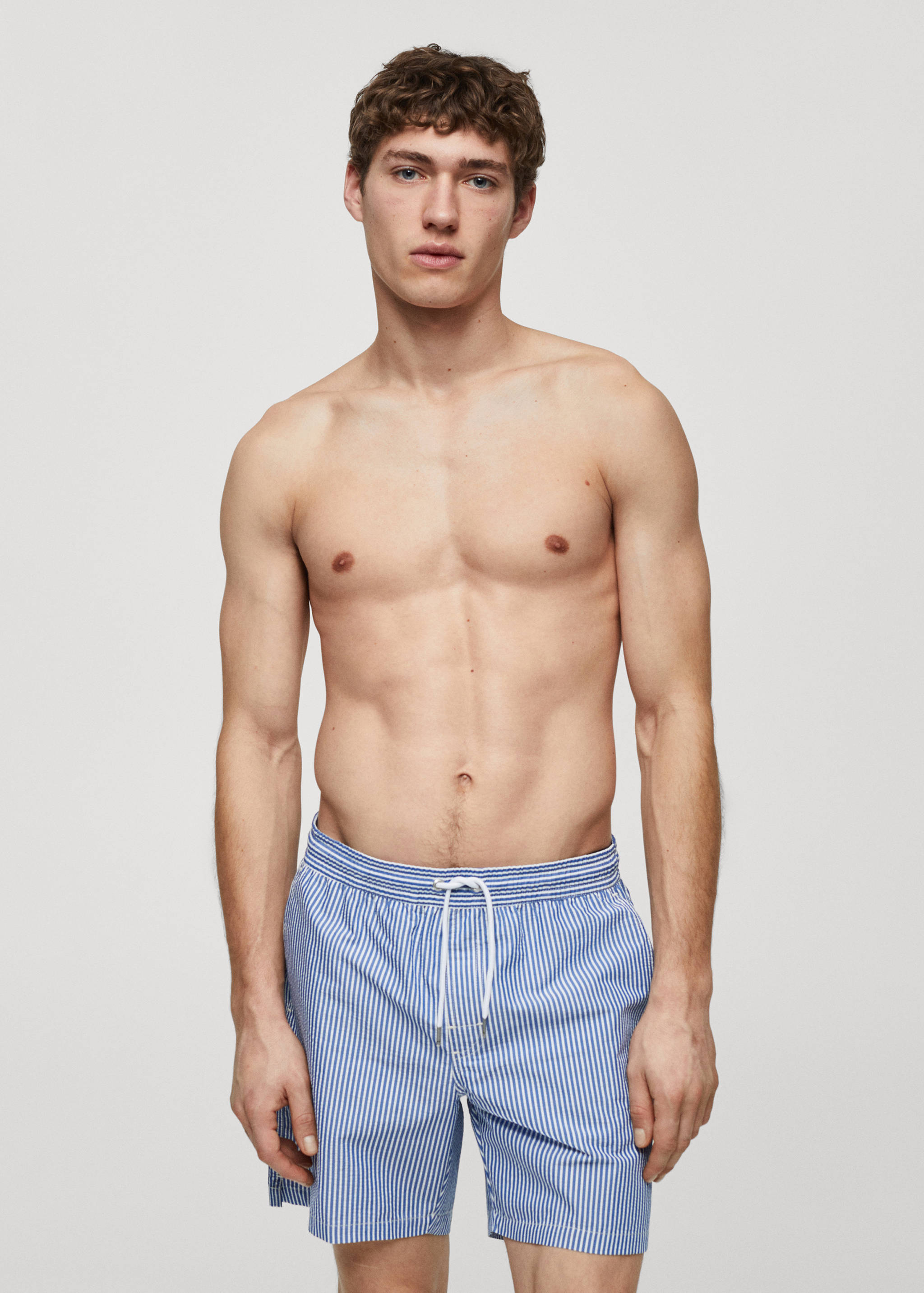 Maillot de bain cordon rayures seersucker - Plan moyen