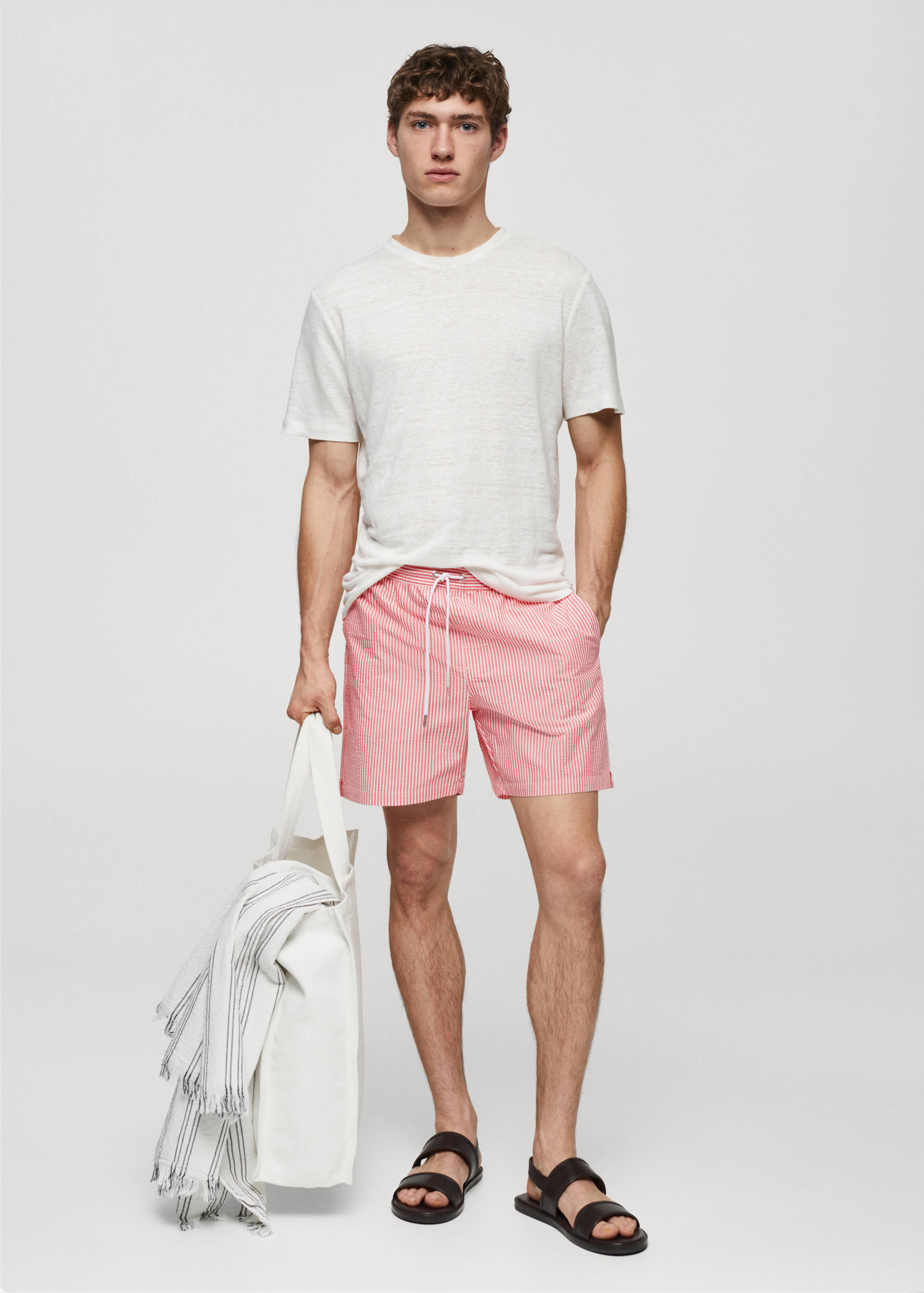 Maillot de bain cordon rayures seersucker - Plan général