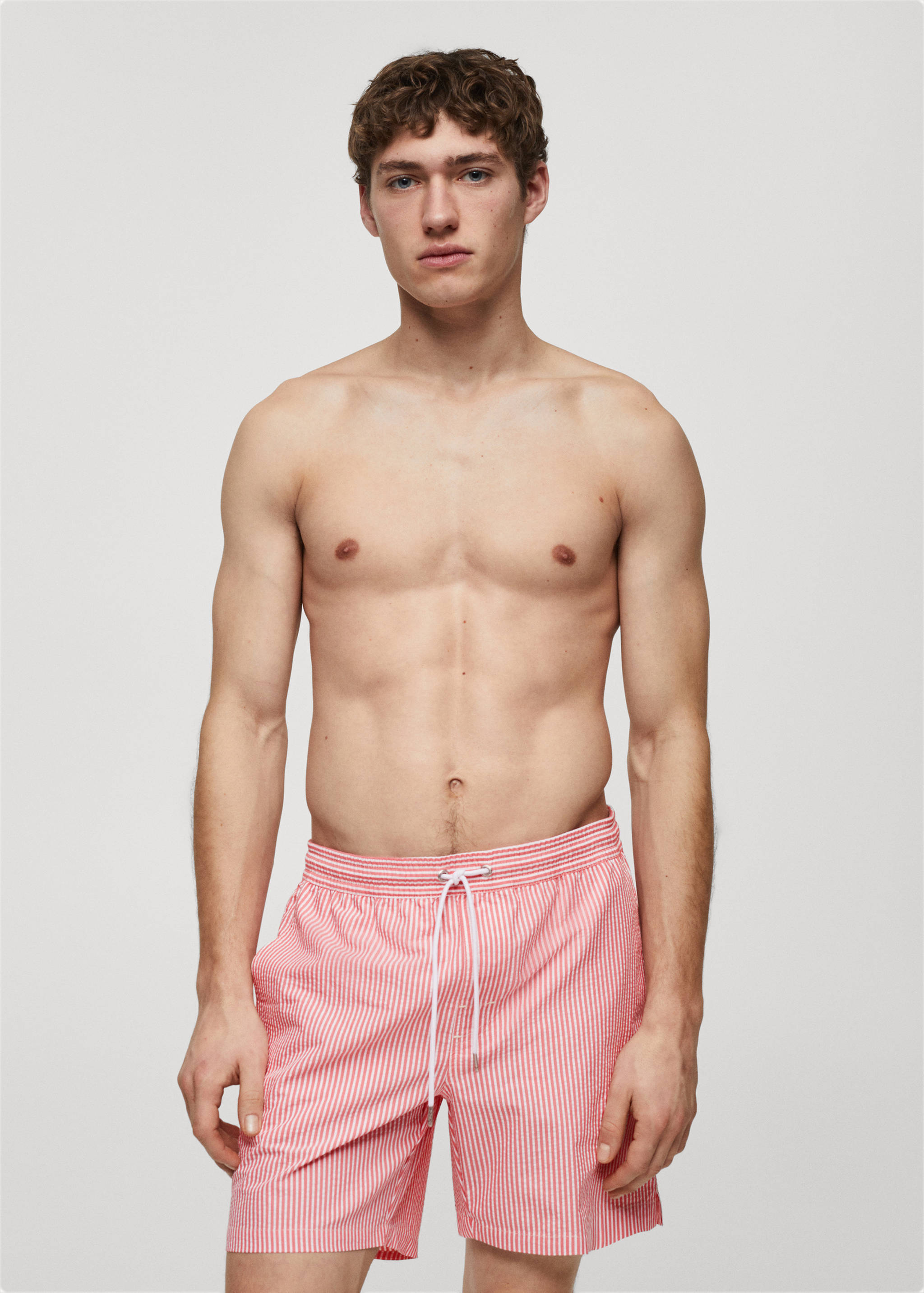 Maillot de bain cordon rayures seersucker - Plan moyen