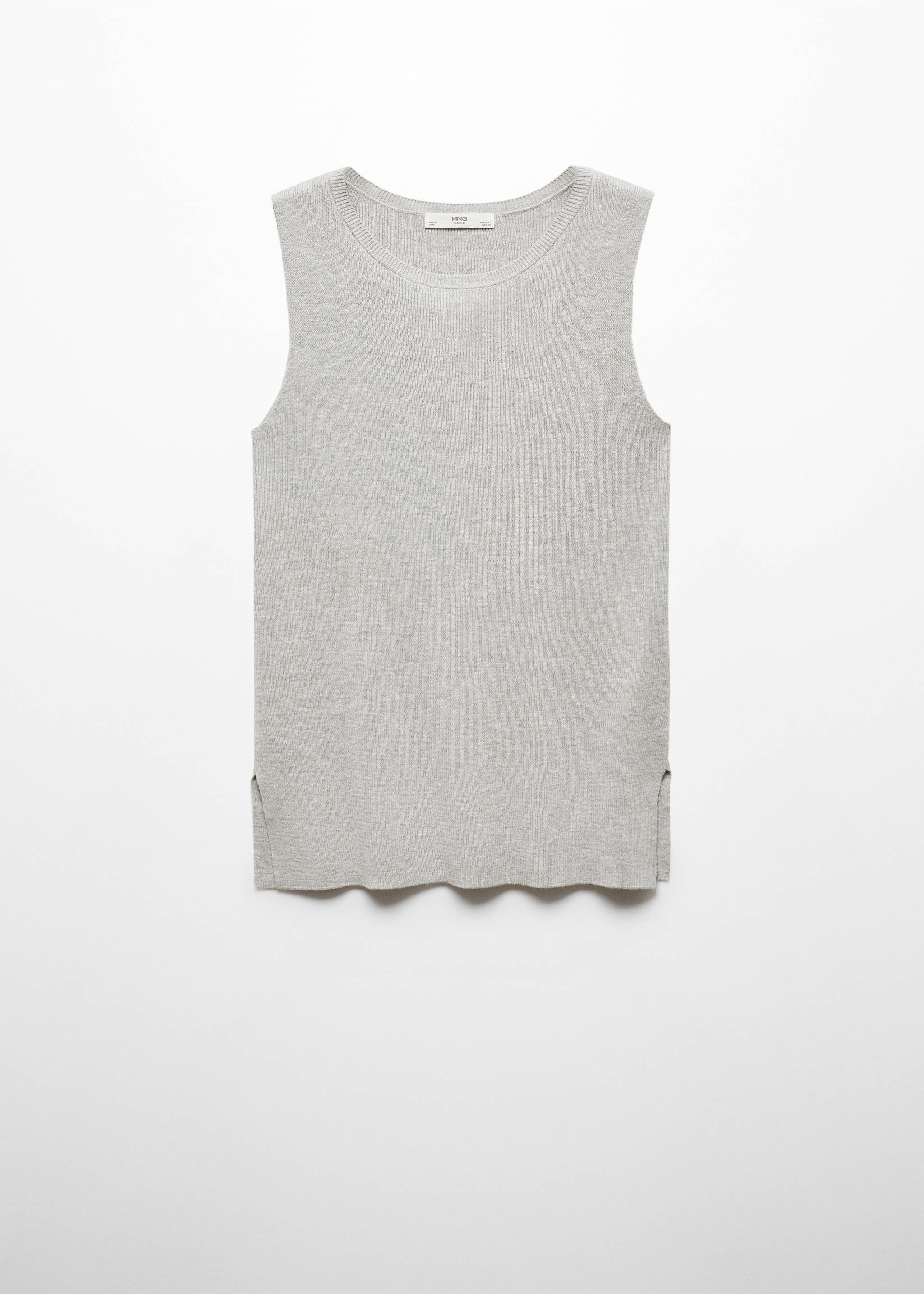 Round-neck knitted top - Article without model, Light Heather Grey. Ref: 67065990-00.