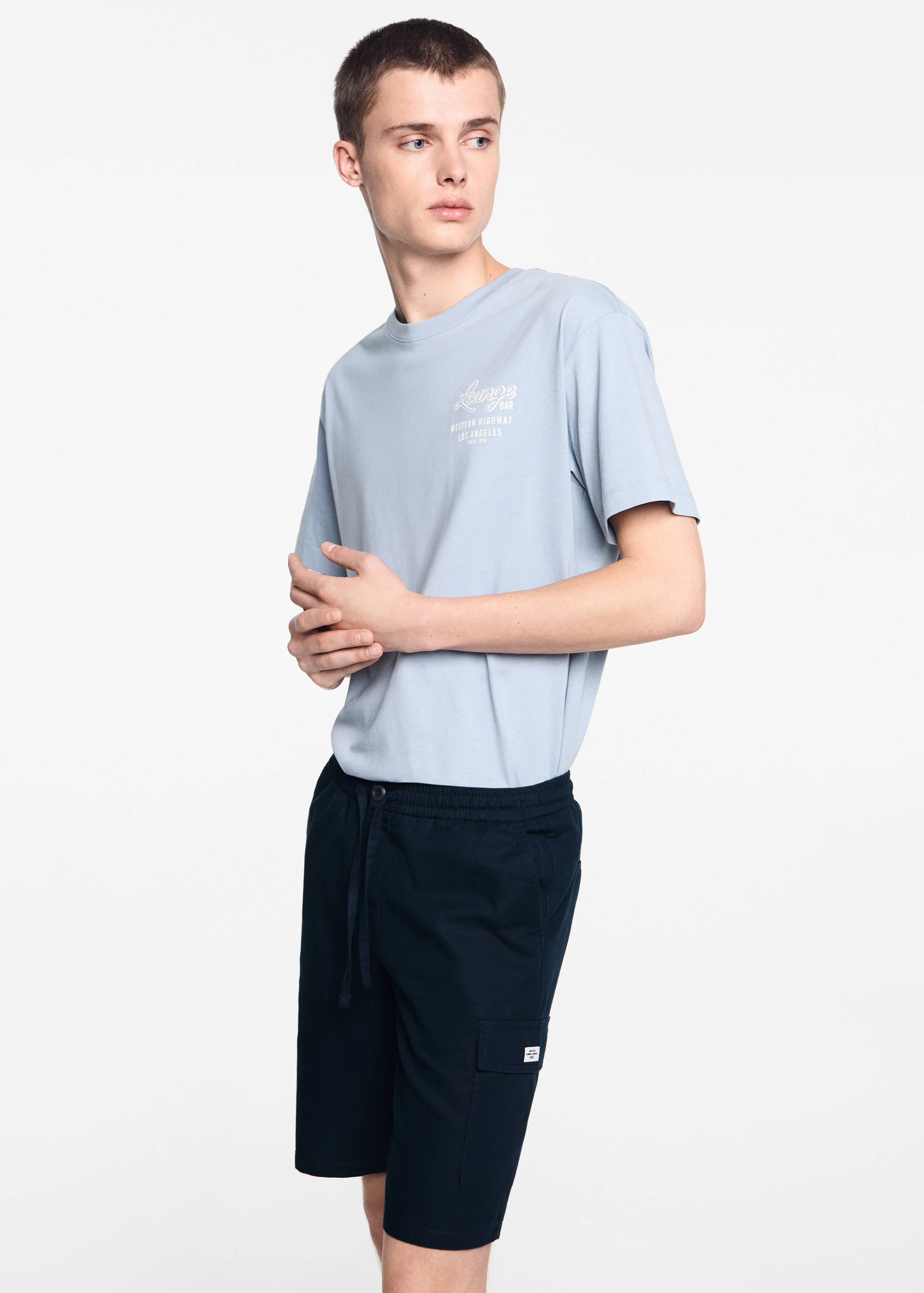 카고 포켓 리넨 버뮤다 쇼츠 - 중간 평면도