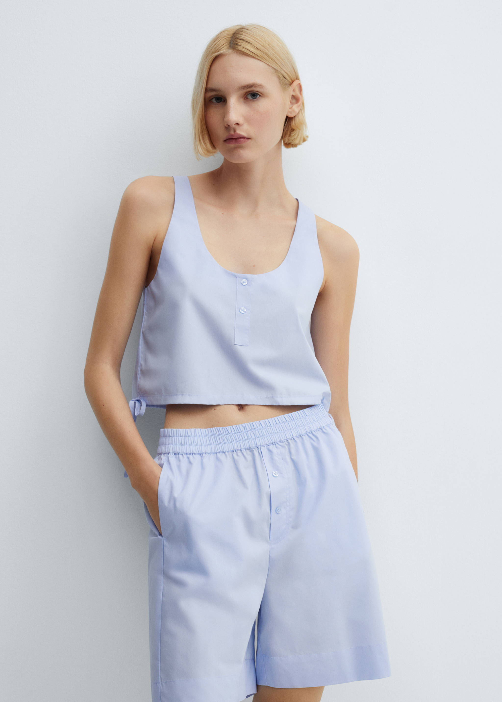 Cotton pyjama crop top - Medium plane