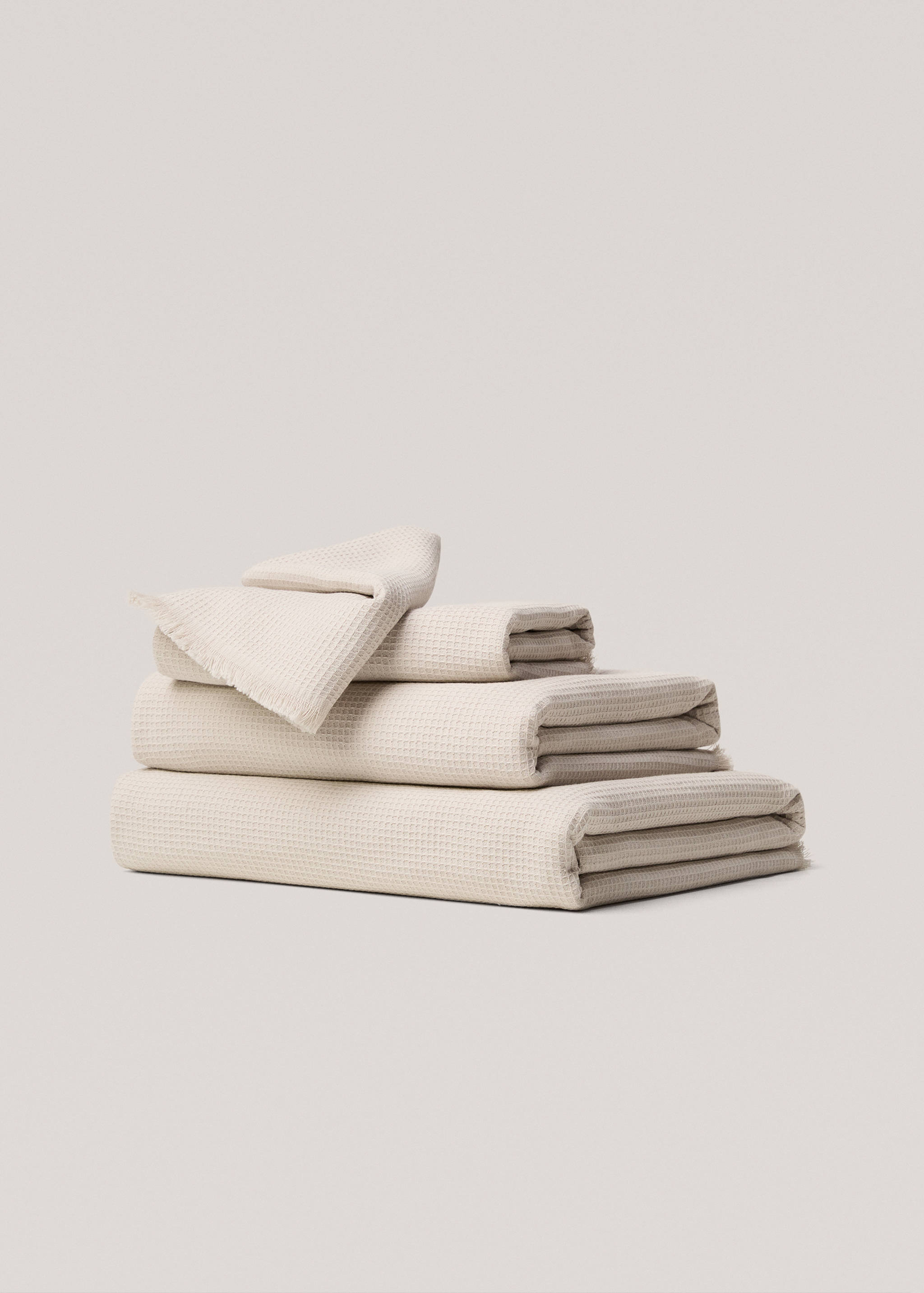 Cotton waffle beach towel with fringes - Details of the article 3