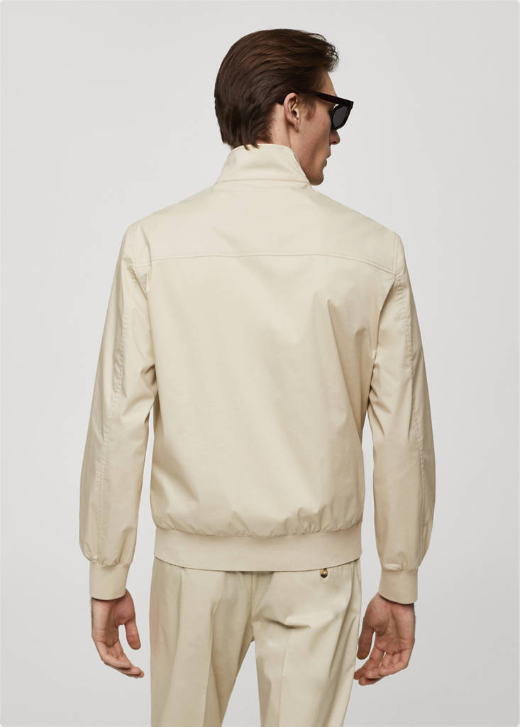 Stretch cotton jacket with zip — Sand