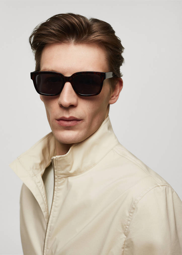 Stretch cotton jacket with zip — Sand