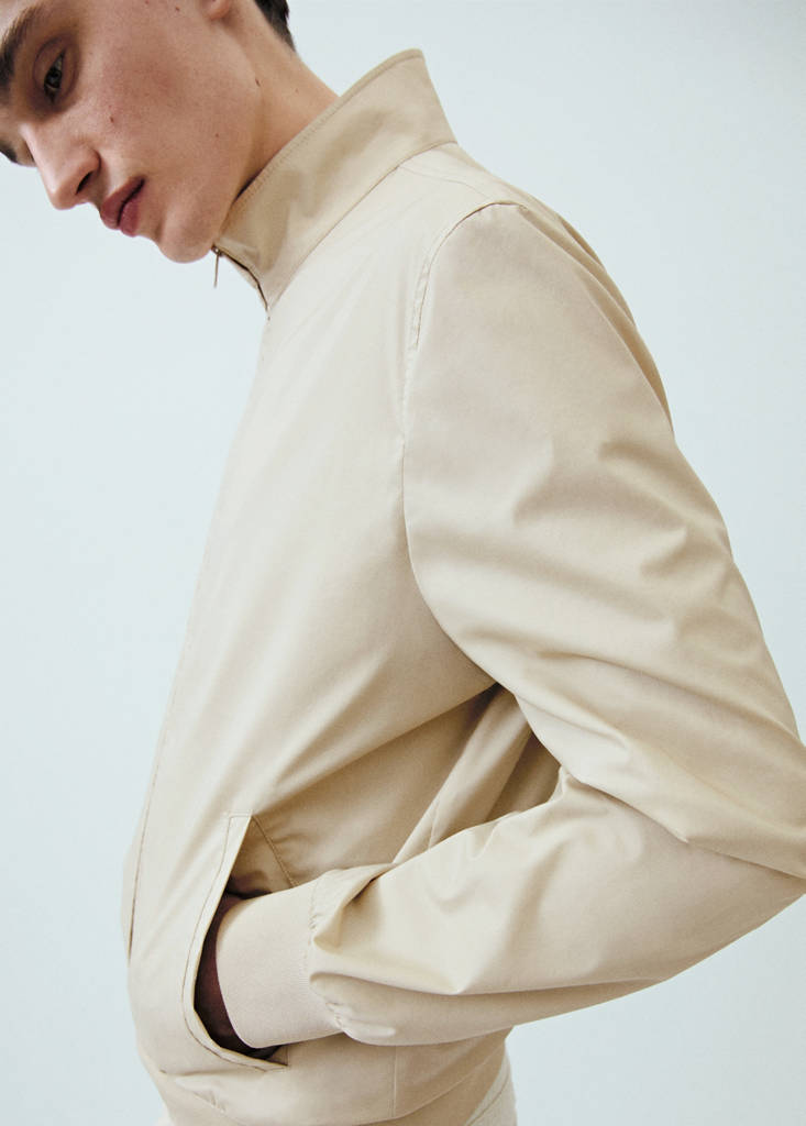 Stretch cotton jacket with zip — Sand