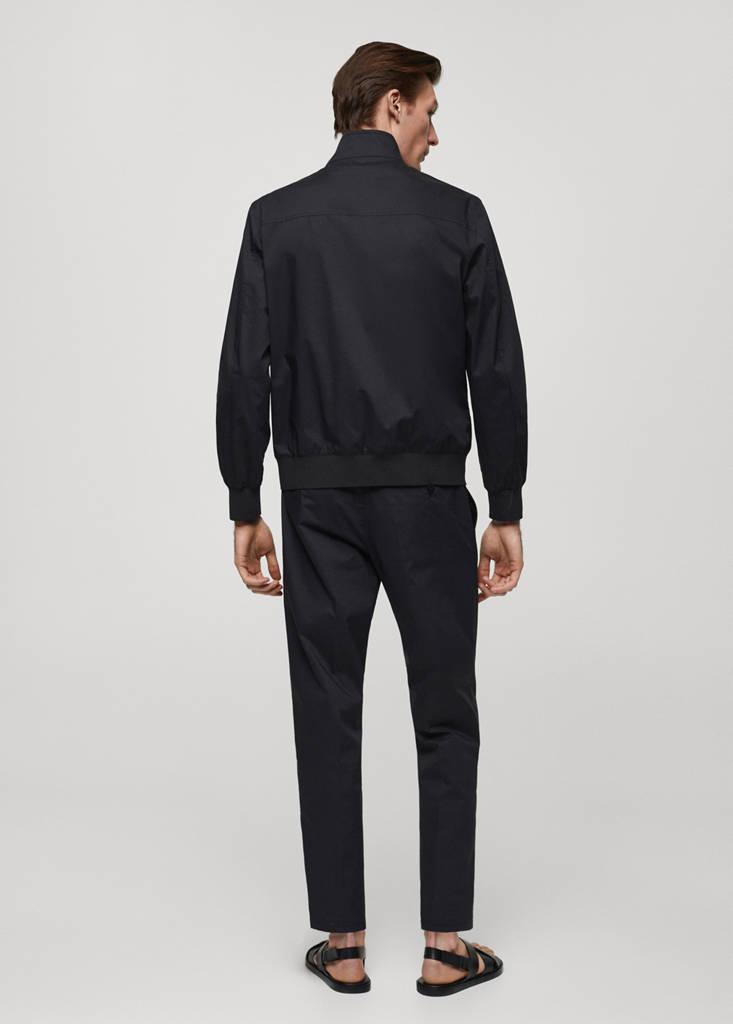 Stretch cotton jacket with zip — Dark Navy
