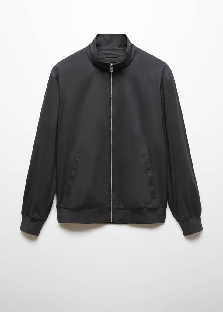 Stretch cotton jacket with zip — Dark Navy