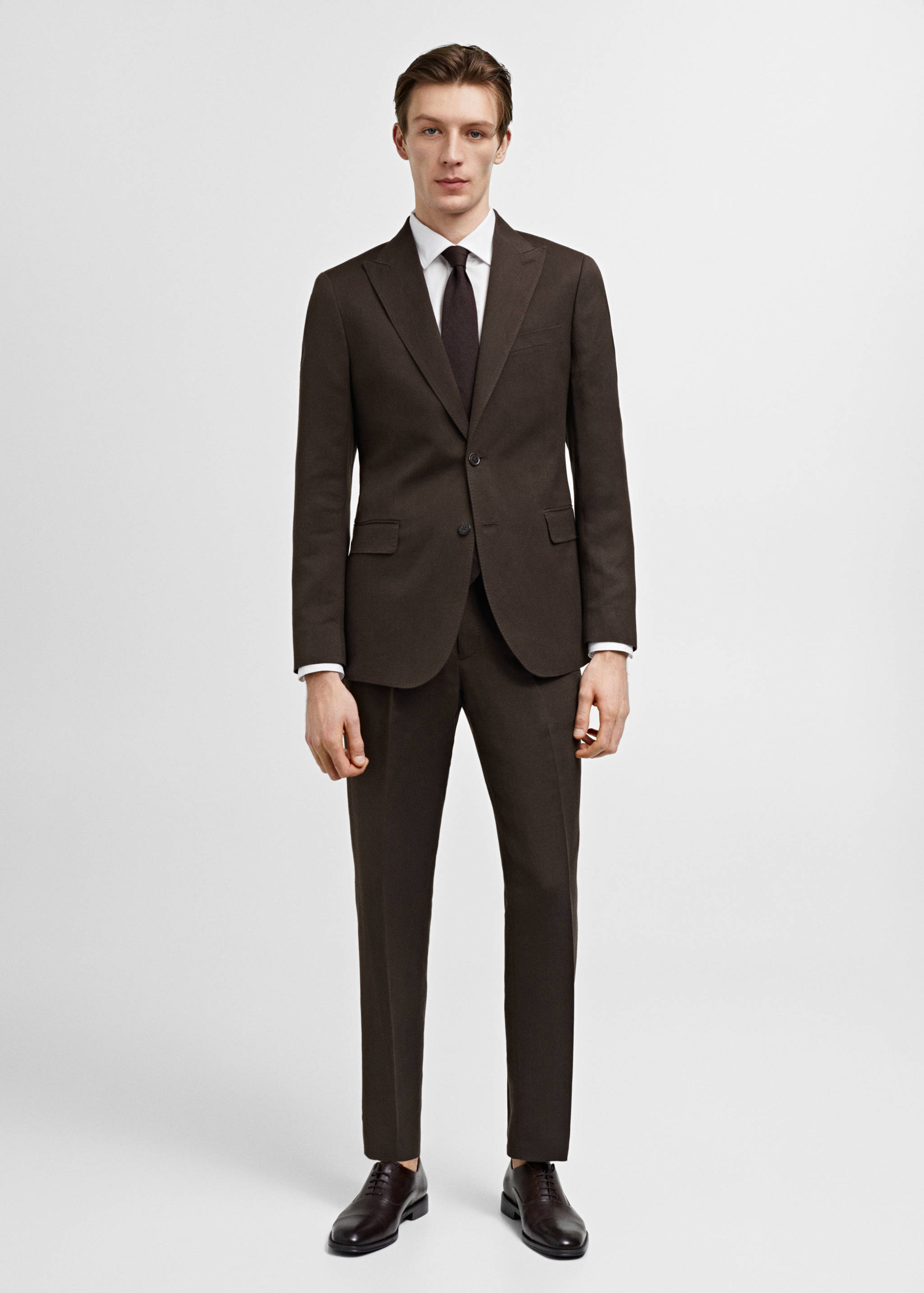 Slim-fit linen and cotton suit jacket - General plane