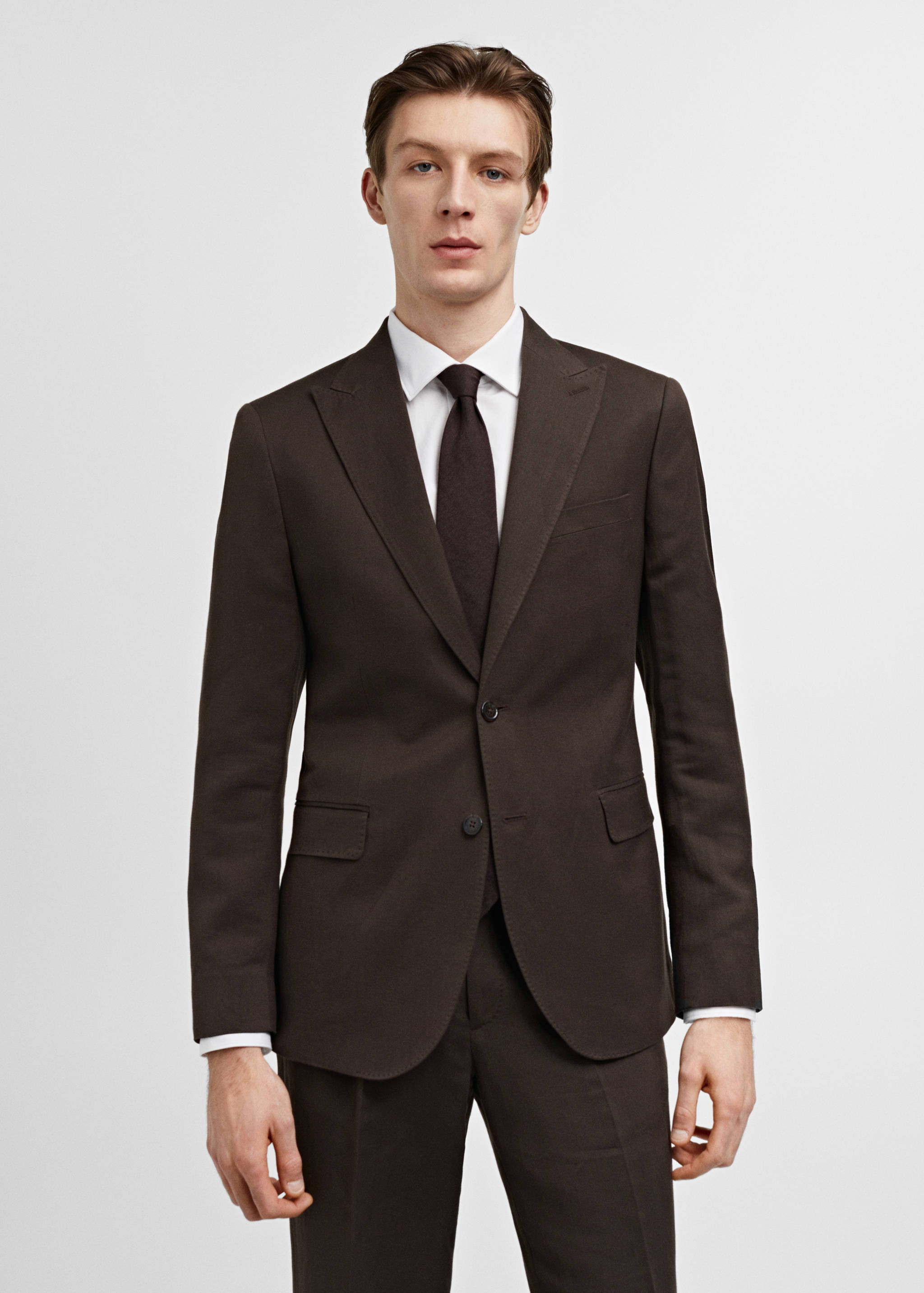 Slim-fit linen and cotton suit jacket - Medium plane