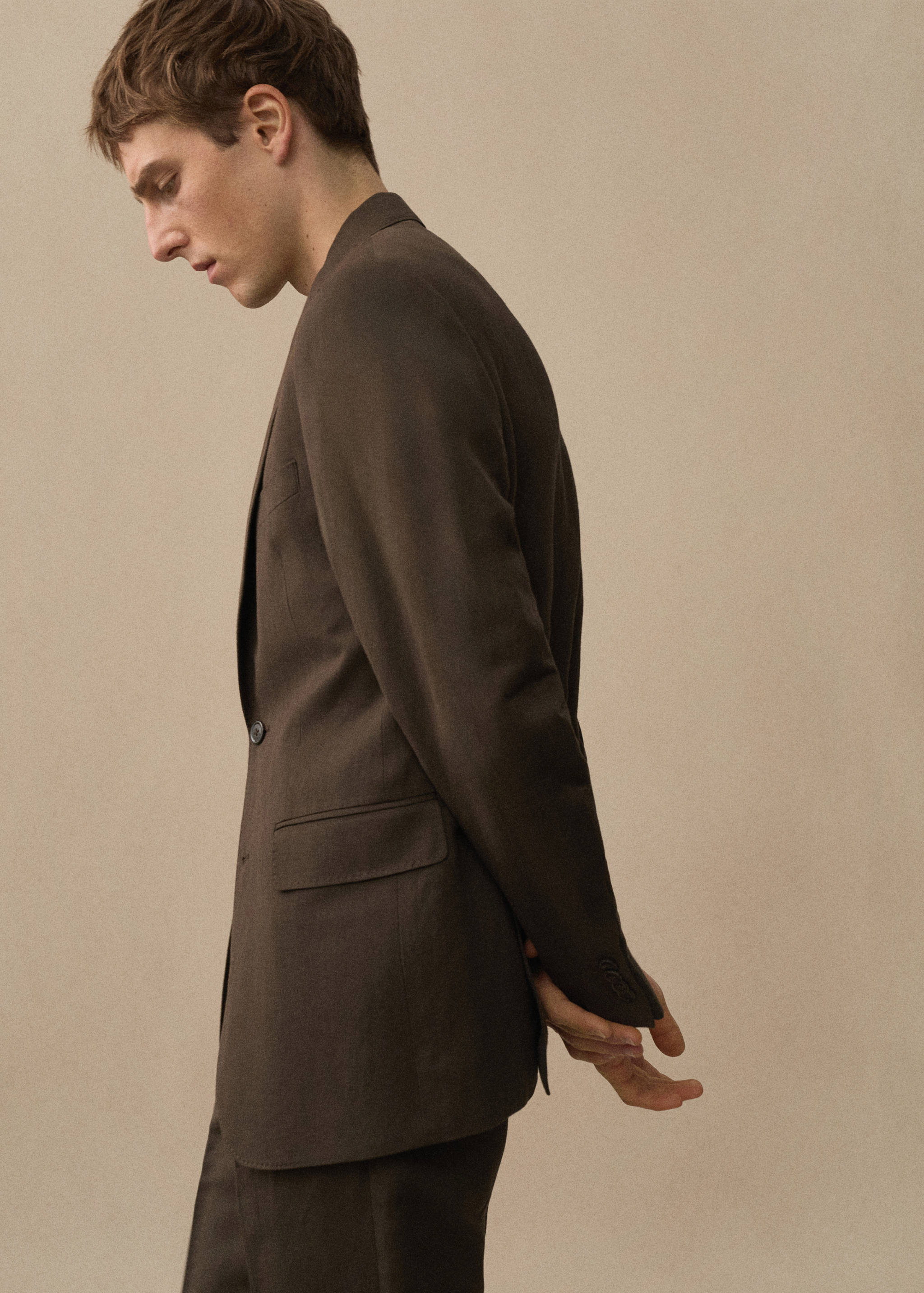 Slim-fit linen and cotton suit jacket - Details of the article 5