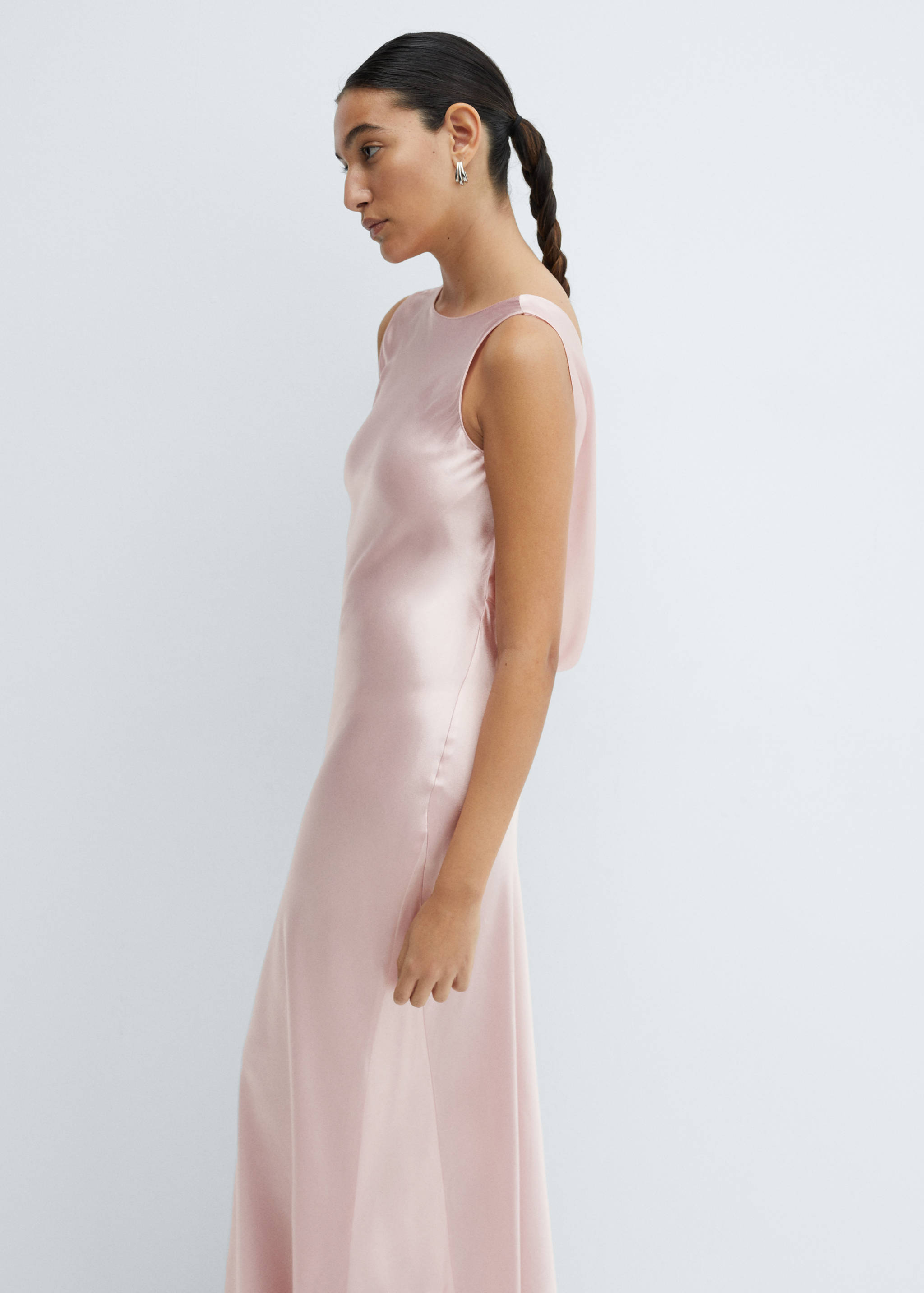 Open-back satin-effect dress - Medium plane