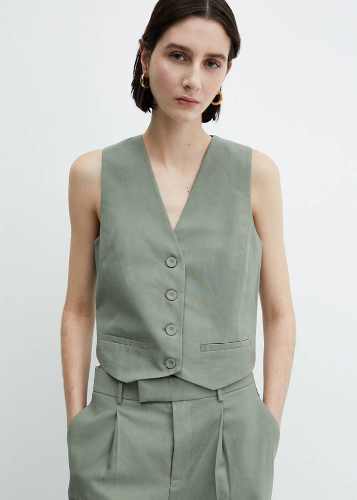 Suit waistcoat with buttons — Pastel Green