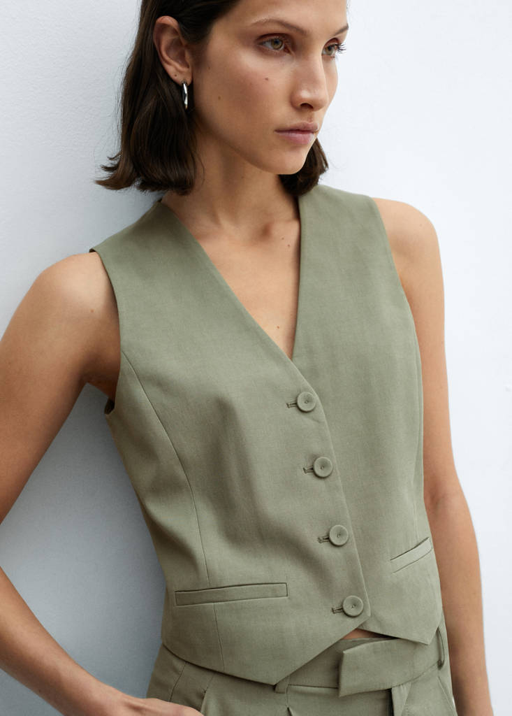 Suit waistcoat with buttons — Pastel Green