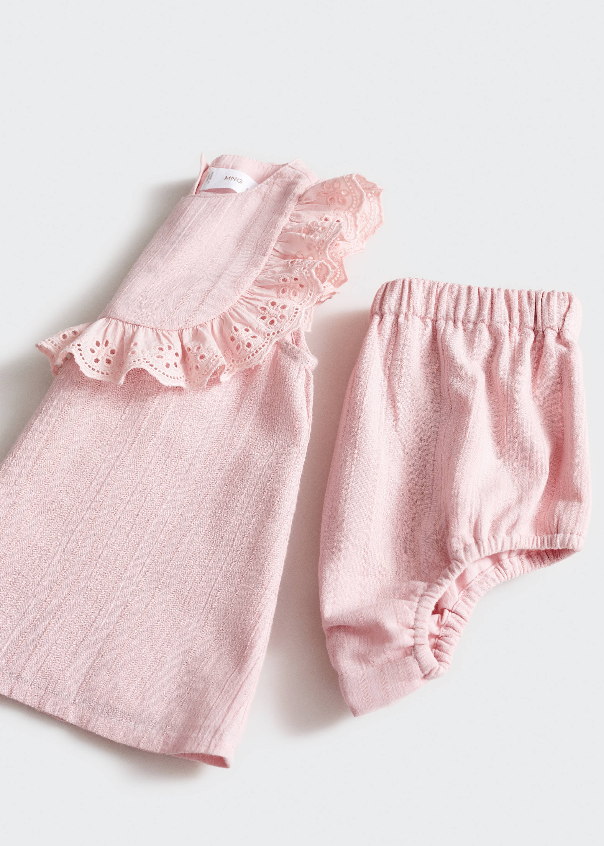 Vestido e calcinhas de algodão com folhos - Pormenor do artigo 0