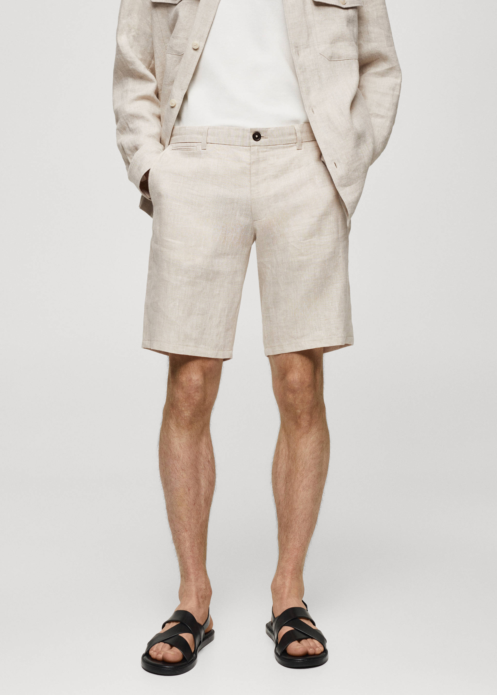 Bermudas slim fit 100% lino - Plano medio
