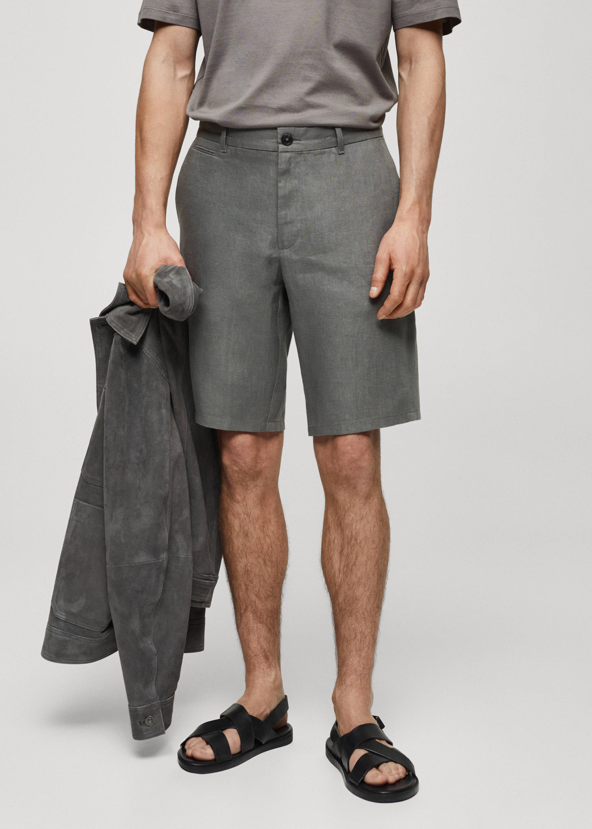 Bermudas slim fit 100% lino - Plano medio