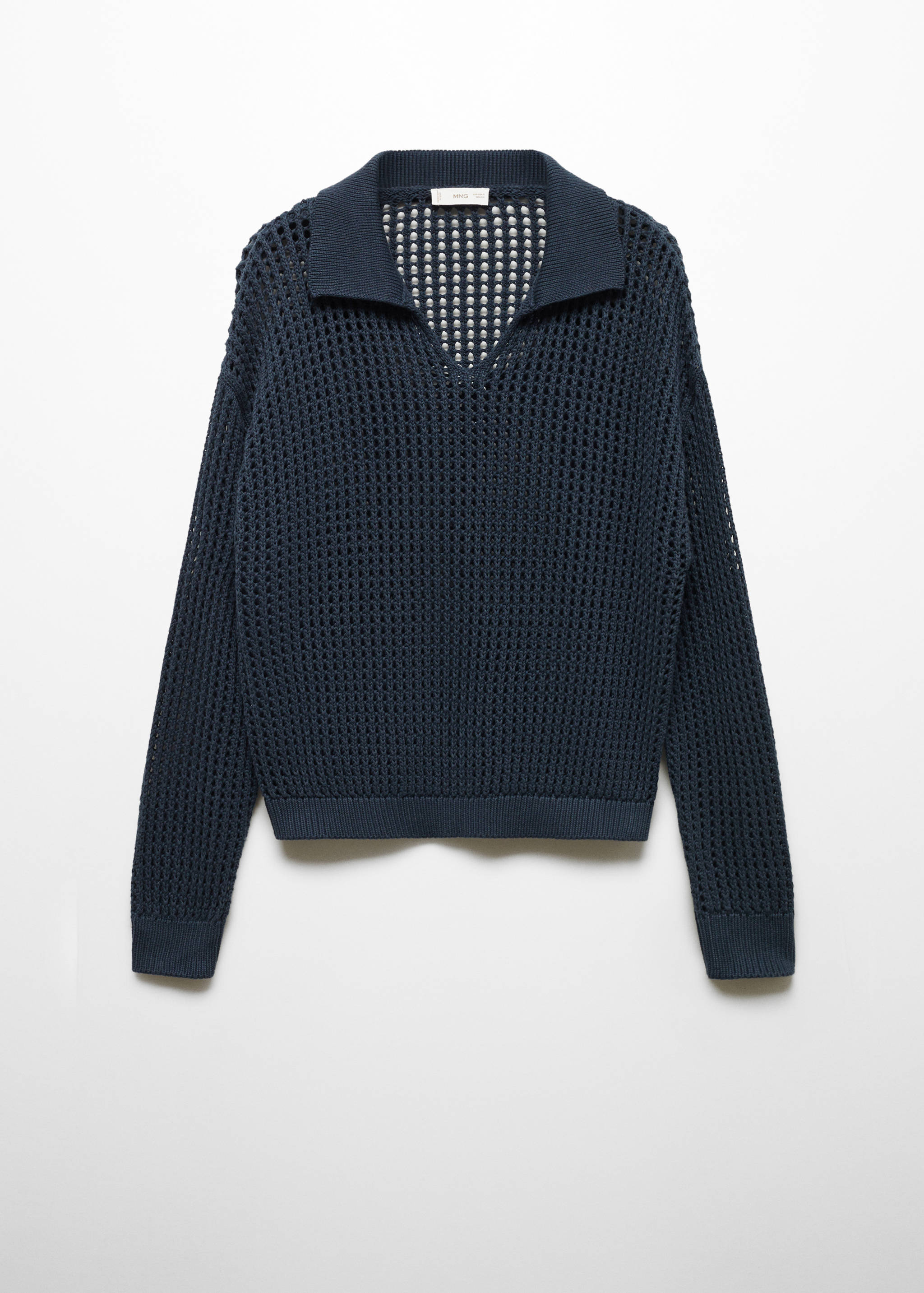 Openwork knitted polo-neck sweater - Article without model