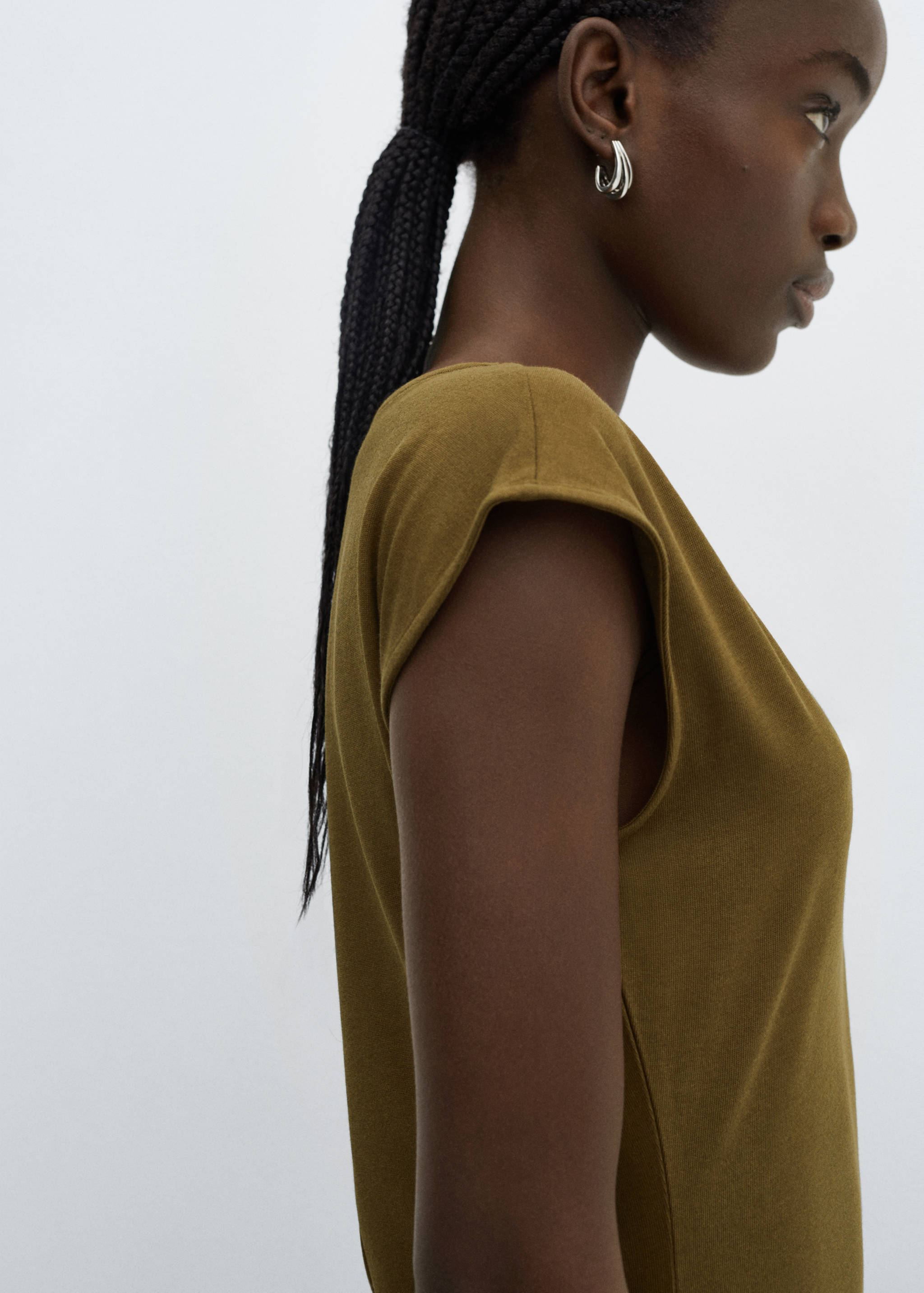 V-neck cotton dress - Details of the article 1