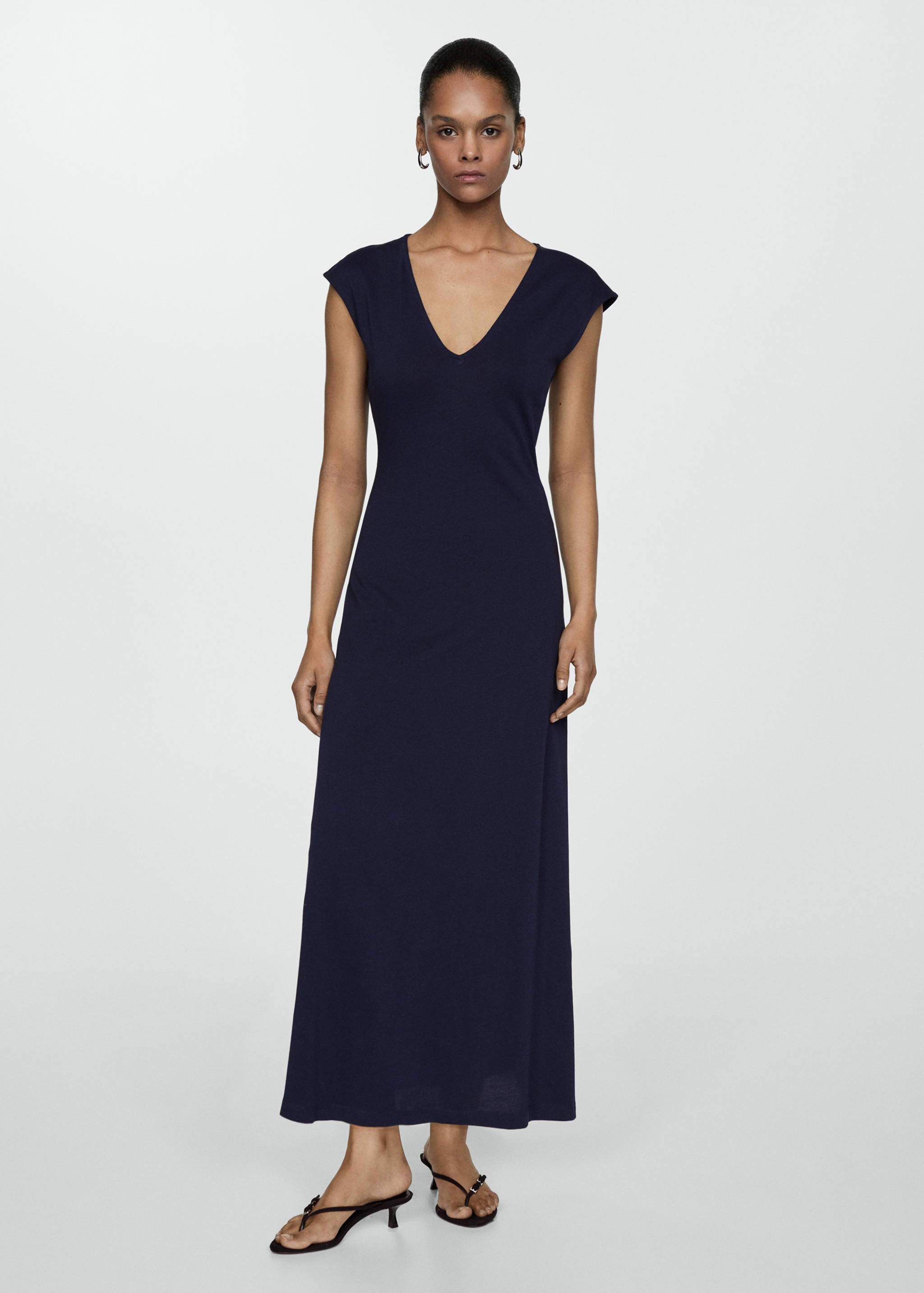 V-neck cotton dress - General plane