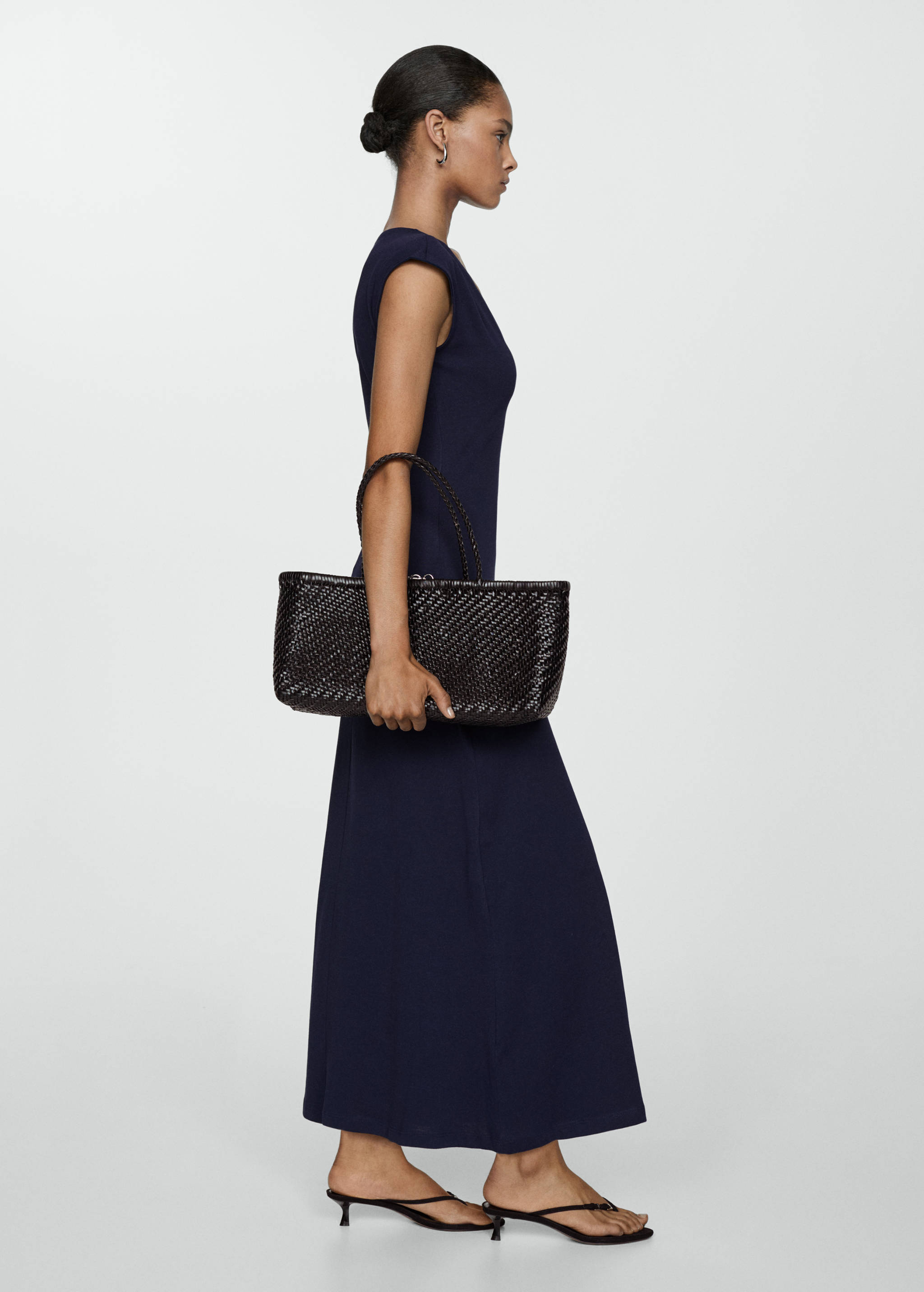 V-neck cotton dress - Medium plane