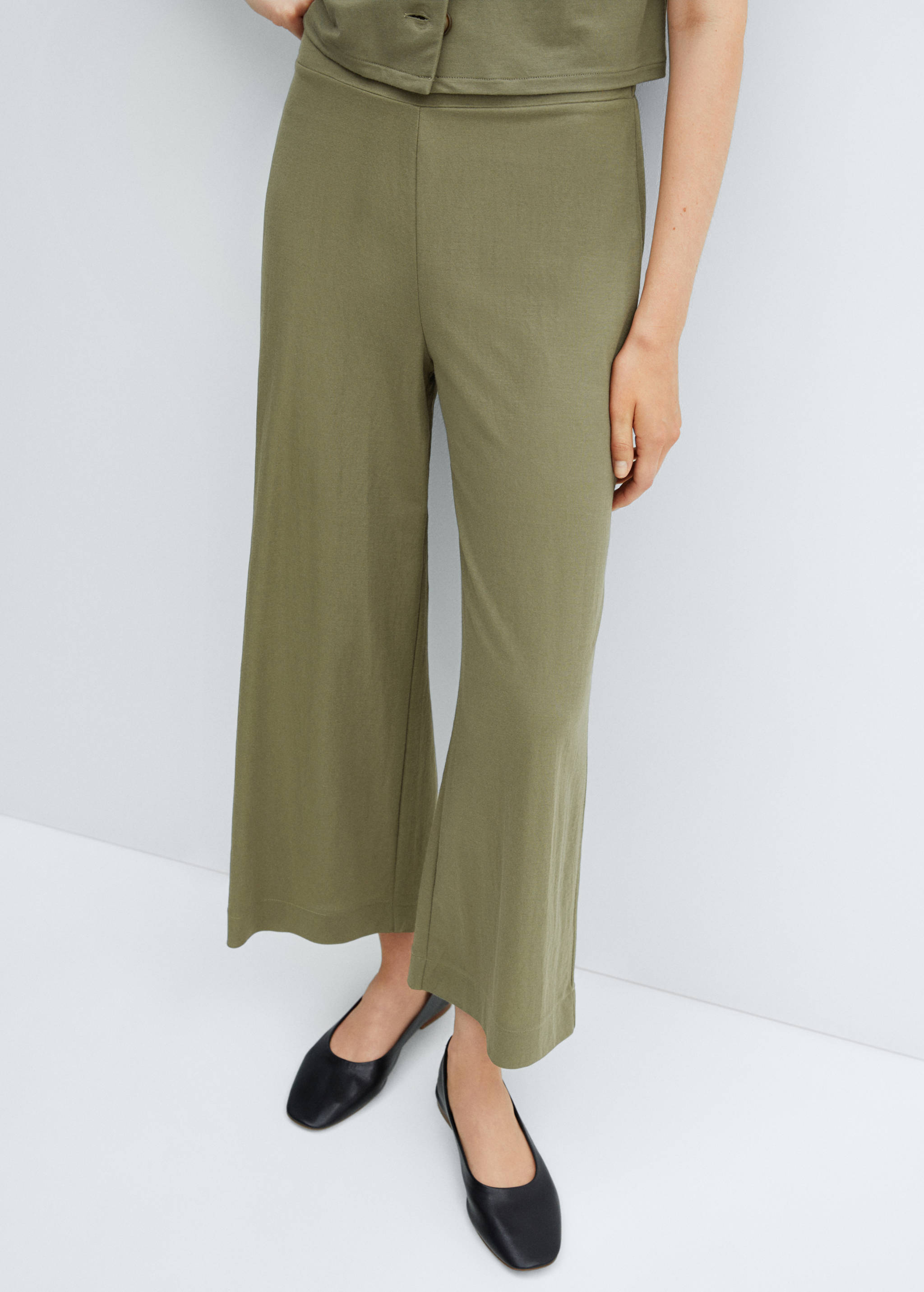 Pantalon crop taille élastique - Plan moyen